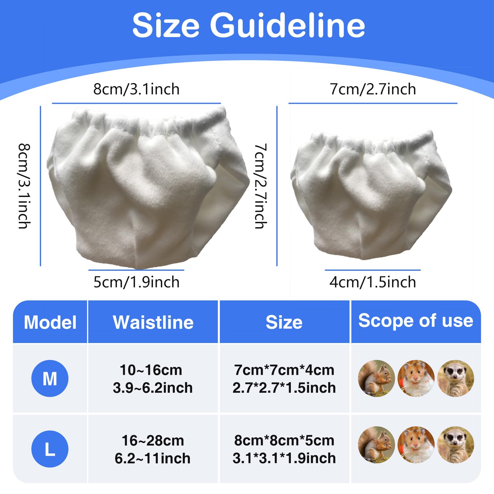 2PCS Small Pet Diapers,Adjustable Sugar Glider Diapers Climbing Diapers,Washable,Specially Designed for Use on Pet Squirrels Small Medium Guinea Pig (grey - Image 2