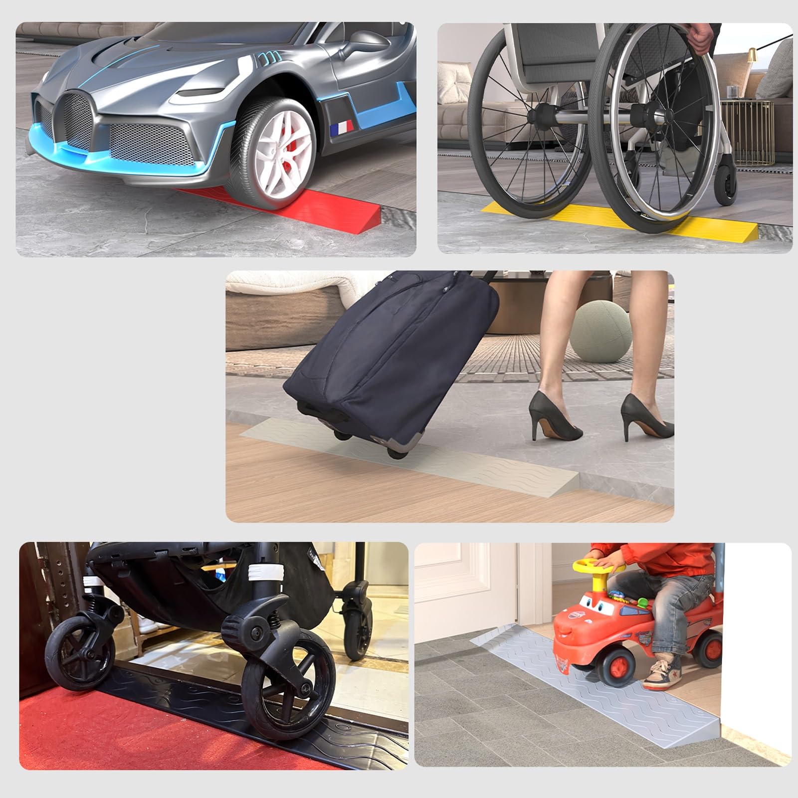 Rampas para Silla de Ruedas, Rampas para Coches, Capacidad de 2000 kg, Puertas, Bordillos, Scooters de Movilidad y para Baños(Black,99x20x9cm)