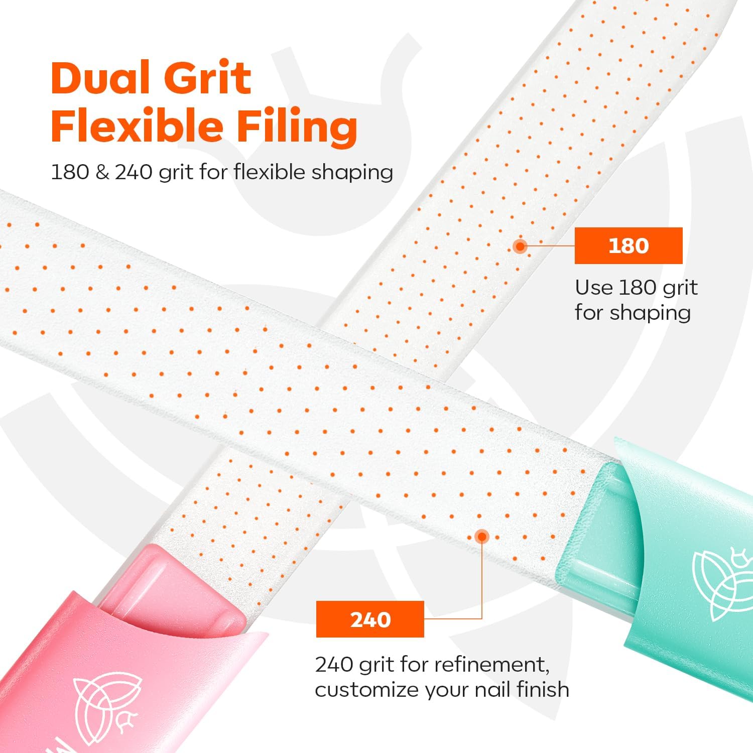 Modelones Nail Files, 3 PCS Crystal Glass Nail Files with 180/240 Grit – Double-Sided Reusable Fingernail Buffers & Cuticle Remover for Home, Travel, and Salon Manicure
