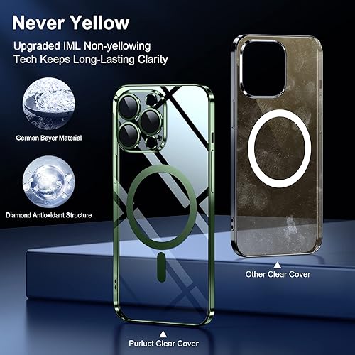 Miniatura 10 de Purluct Funda magnética delgada diseñada para iPhone 14 Pro Max compatible con MagSafe, parte trasera dura de piel mate delgada antidedos Funda