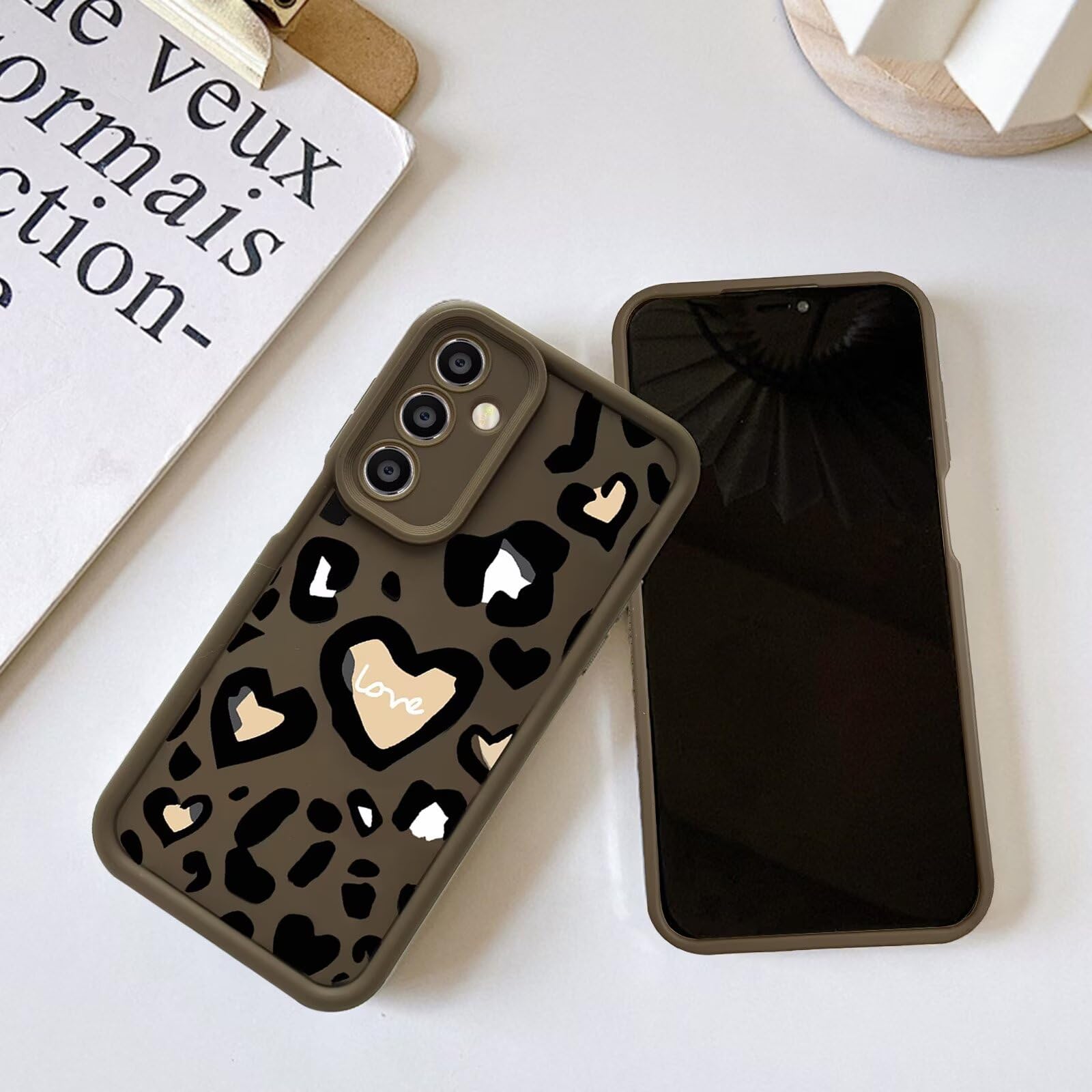 Coque Xiaomi Redmi 12 5G (2023) - Motif Léopard Et Cœurs - TPU Souple Antichoc - Protection Bords Surélevés - Design Féminin Mignon