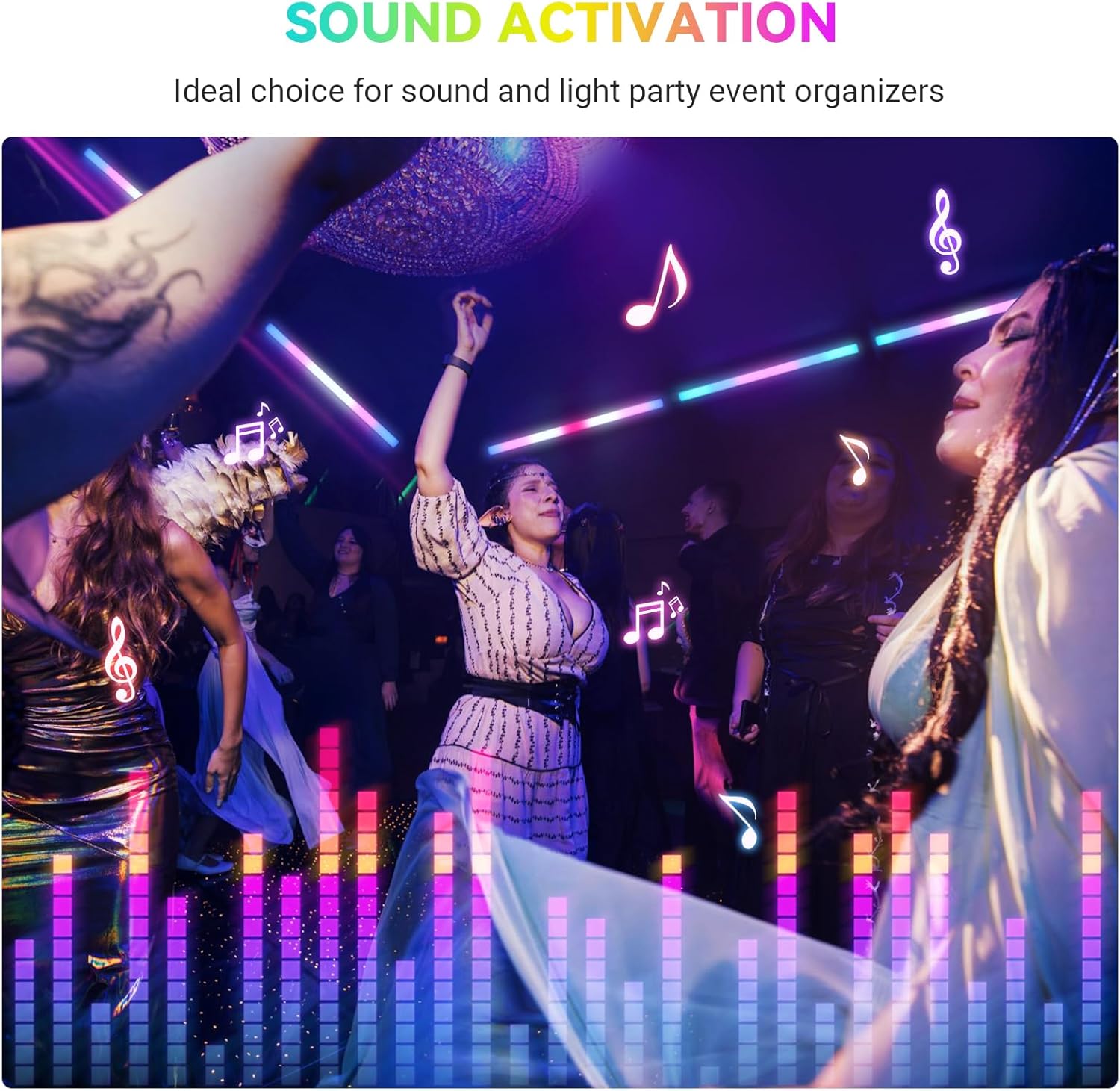 Stage Wash Light Bar: 60W 144LEDs RGB DJ Lights Bar - DMX & Sound Activated - 56 Chase Effects & 37 Static Colours - Lighting for Events Party Church Concert Club Band Live Show