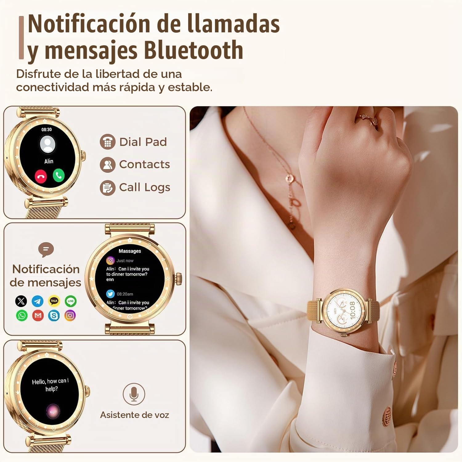 Reloj Inteligente Hombre,Smartwatch Mujer con Llamadas | Ciclo Menstrual/Monitor de Sueño/SpO2/Podómetro,110+ Modos Deportivos, IP68 Impermeable Reloj Deportivo, Android, iOS