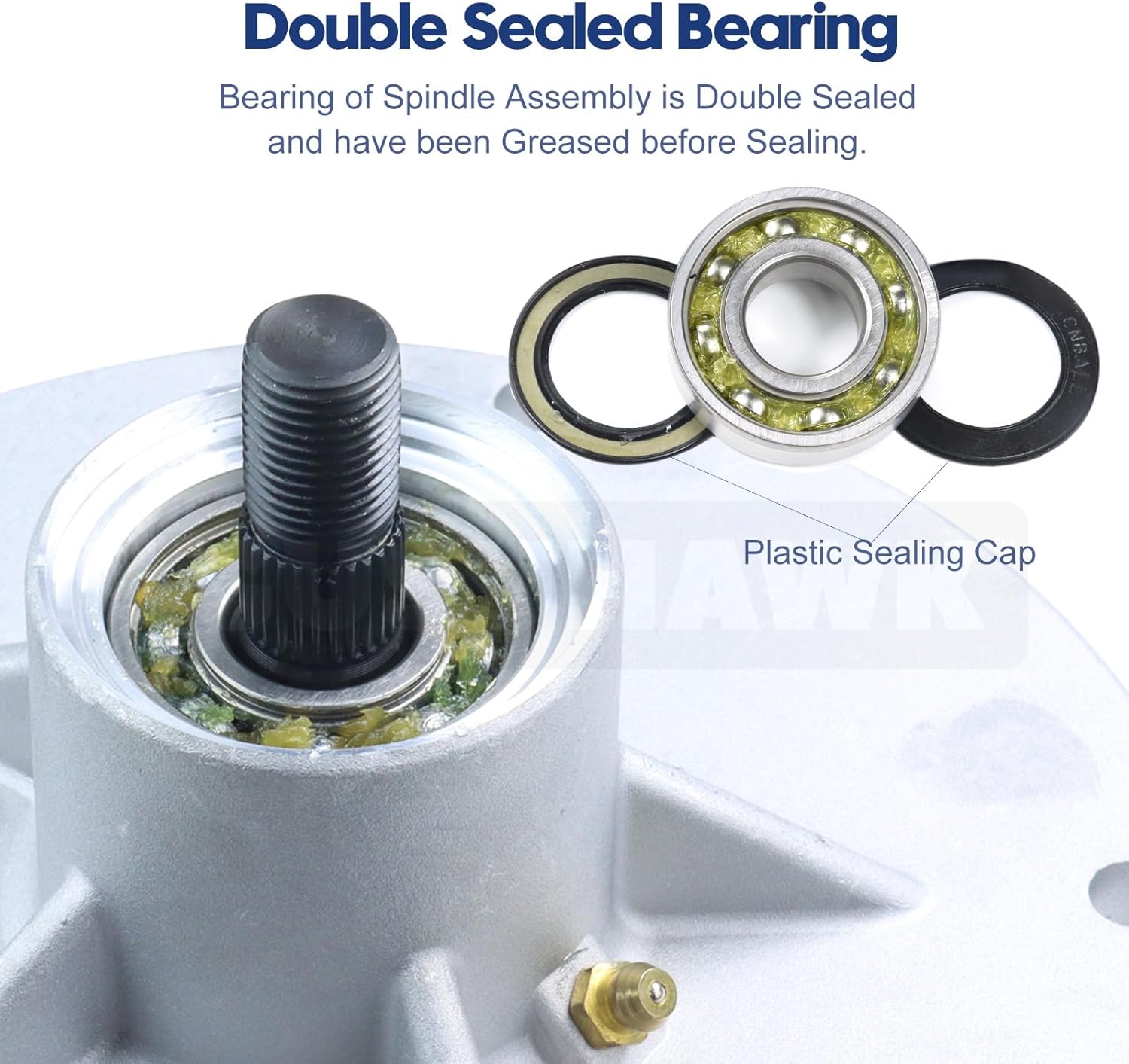 Pre-Greased 1001200MA Spindle Assembly with 92851MA Pulley Replaces Murray 1001200MA, Murray 1001200 Deck Spindle Assembly, 1001194MA, 1001194, 726958, 726959 for Murray 40 inch Lawn Tractors