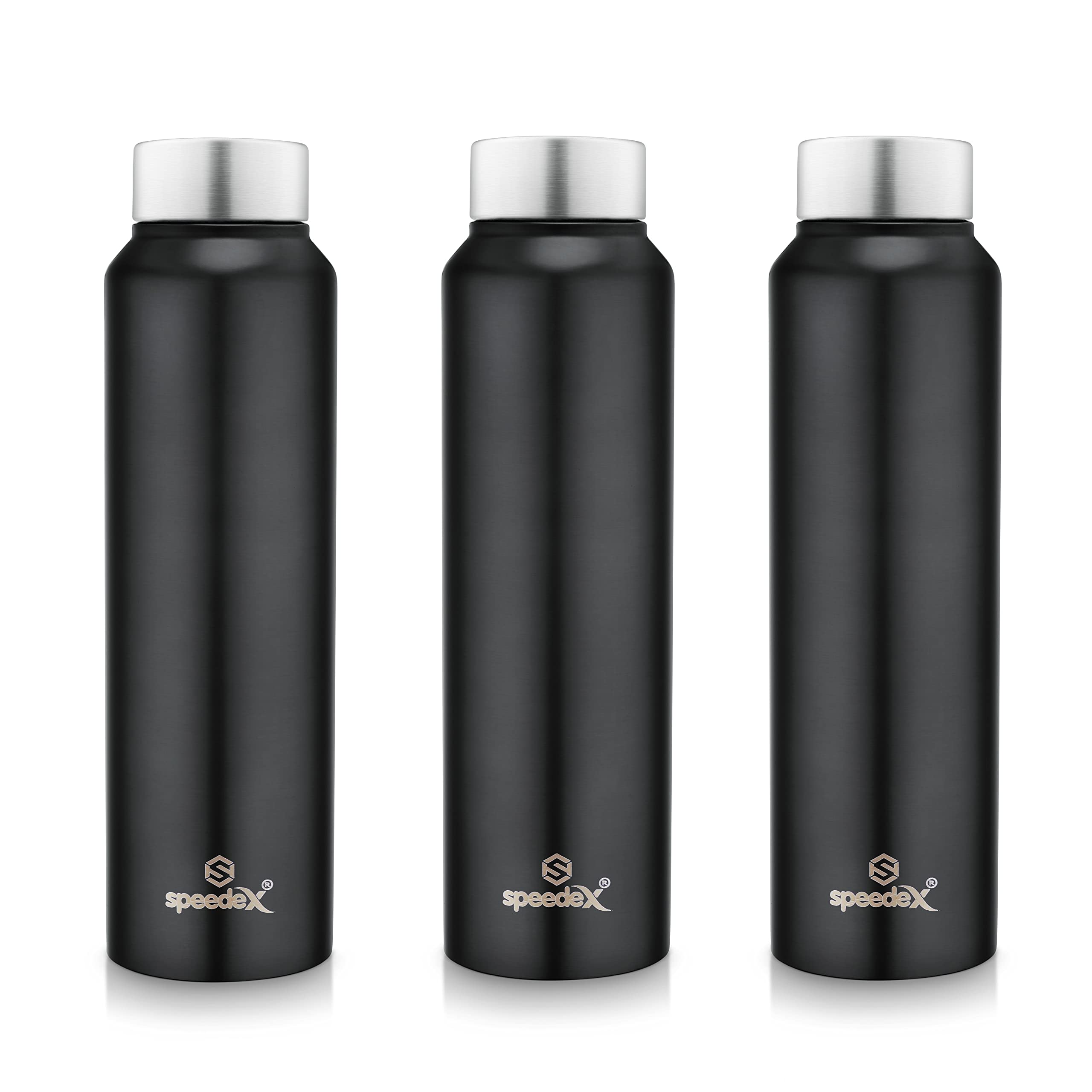 Speedex BIS Certified Stainless Steel Sports/Fridge Water Bottle 1 Ltr with Screw Cap - 1000ml | For Home, Office, Gym, Men, Womens, Kids - Black Colour - Set Of 3-image-10