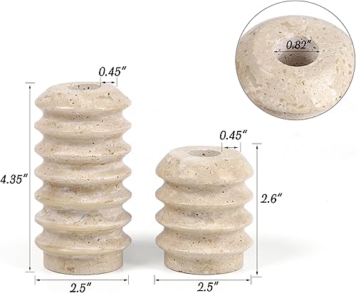Miniatura 2 de Vixdonos Juego de portavelas cónico de piedra para decoración del hogar, boda, fiesta y centros de mesa (blanco)