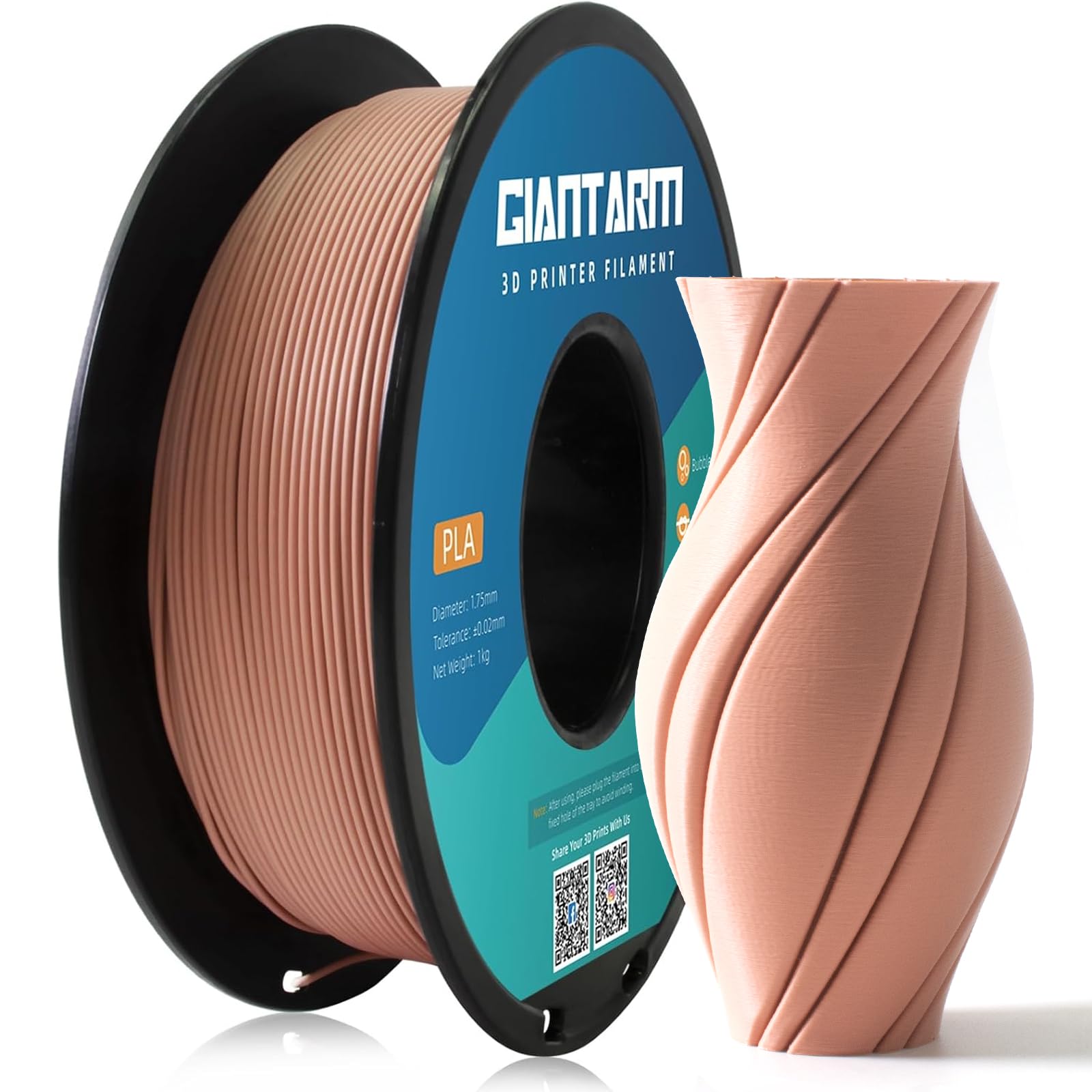 GIANTARM Matte PLA, 1.75mm PLA Filament, 1KG Spool(2.2lb), Vacuum Packaging, 3D Printer Filament for Bambu Lab (Matte Terracotta)