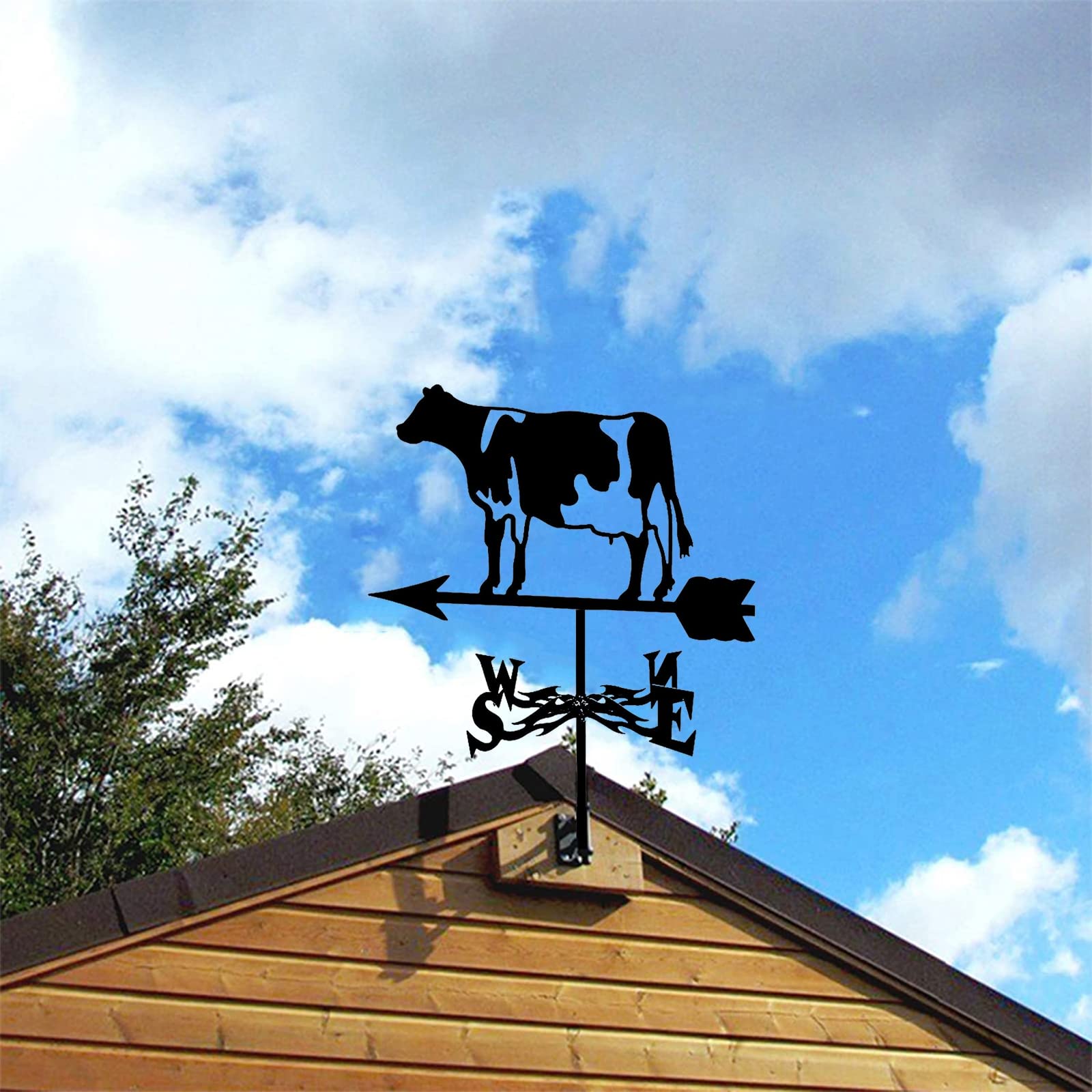 ANCNA Girouette Vaches Ornement Girouette pour Montage sur Toit Extérieur Ferme Scène Jardin Pieu Girouette Indicateur de Direction du Vent avec Revêtement Antirouille