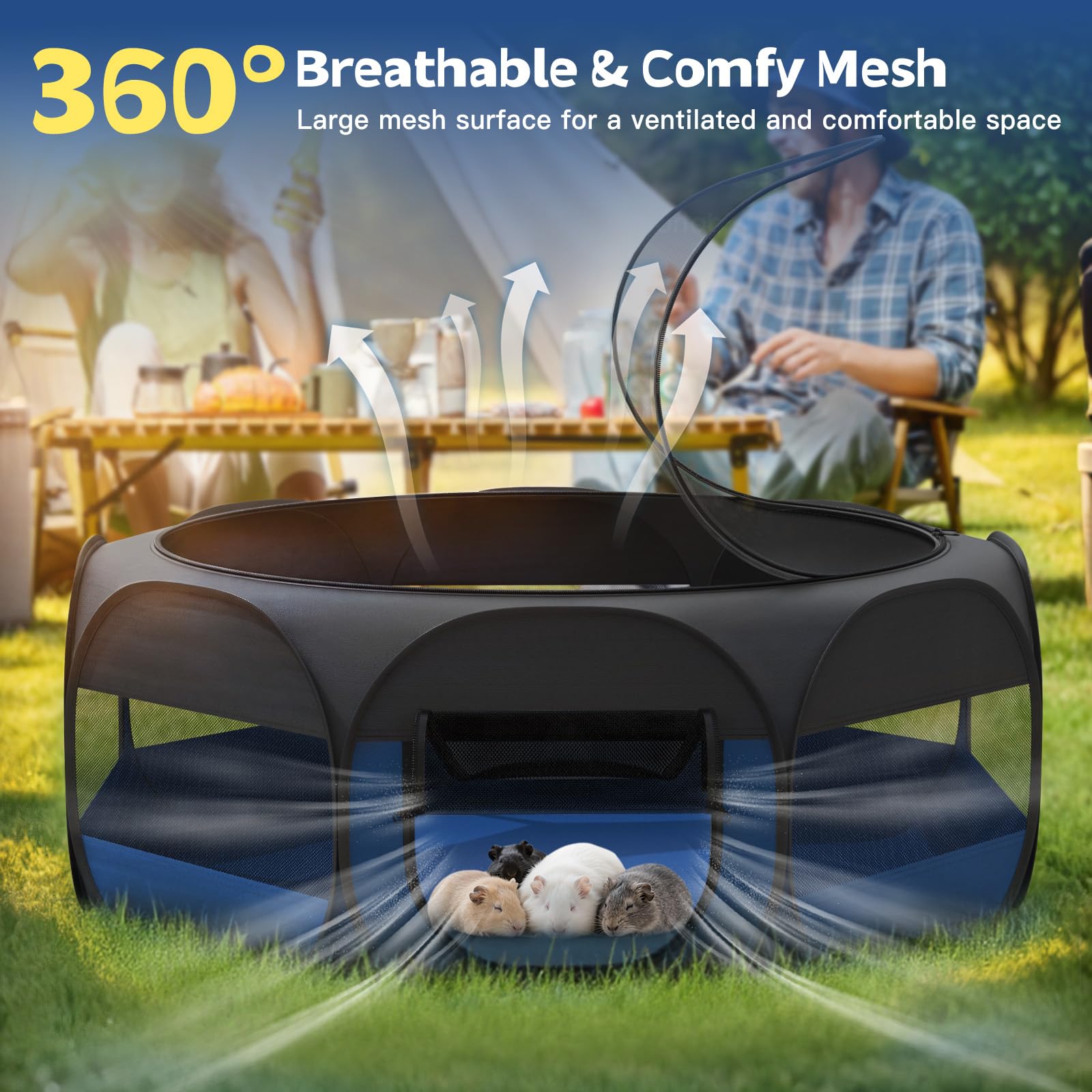 VavoPaw Small Animal Playpen, Chicken Brooder Box with Cover Top, Portable Outdoor Exercise Pet Cage Tent - Image 3