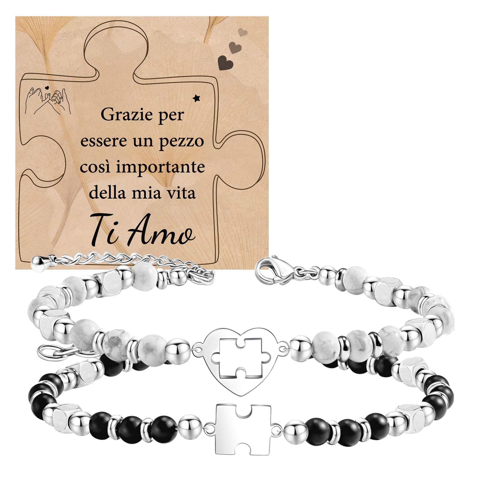CheersLife Idee Regalo Donna Uomo Natale, Regalo Anniversario San Valentino per Lui Lei, Bracciale Puzzle Amore Romantico Regalo Compleanno per Fidanzata Fidanzato Marito Moglie Coppia Sorella Amica