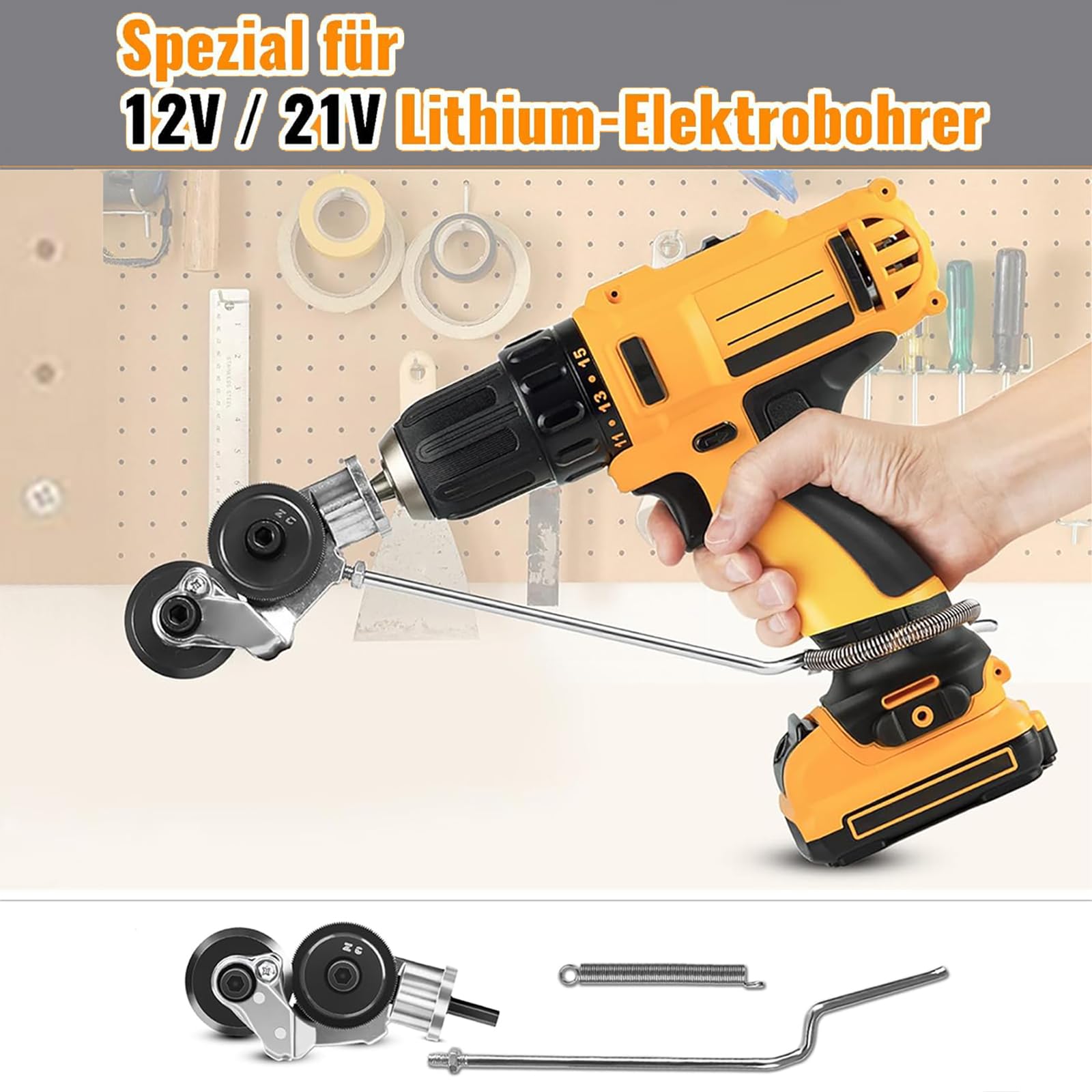 Grignoteuse de Tôle,Coupeur de Plaque de Perceuse Électrique, Accessoire de Perceuse de Grignoteuse En Métal Avec Adaptateur, Pour Perceuse Au Lithium 12V / 21V, Pour Couper Des Plaques de Métal