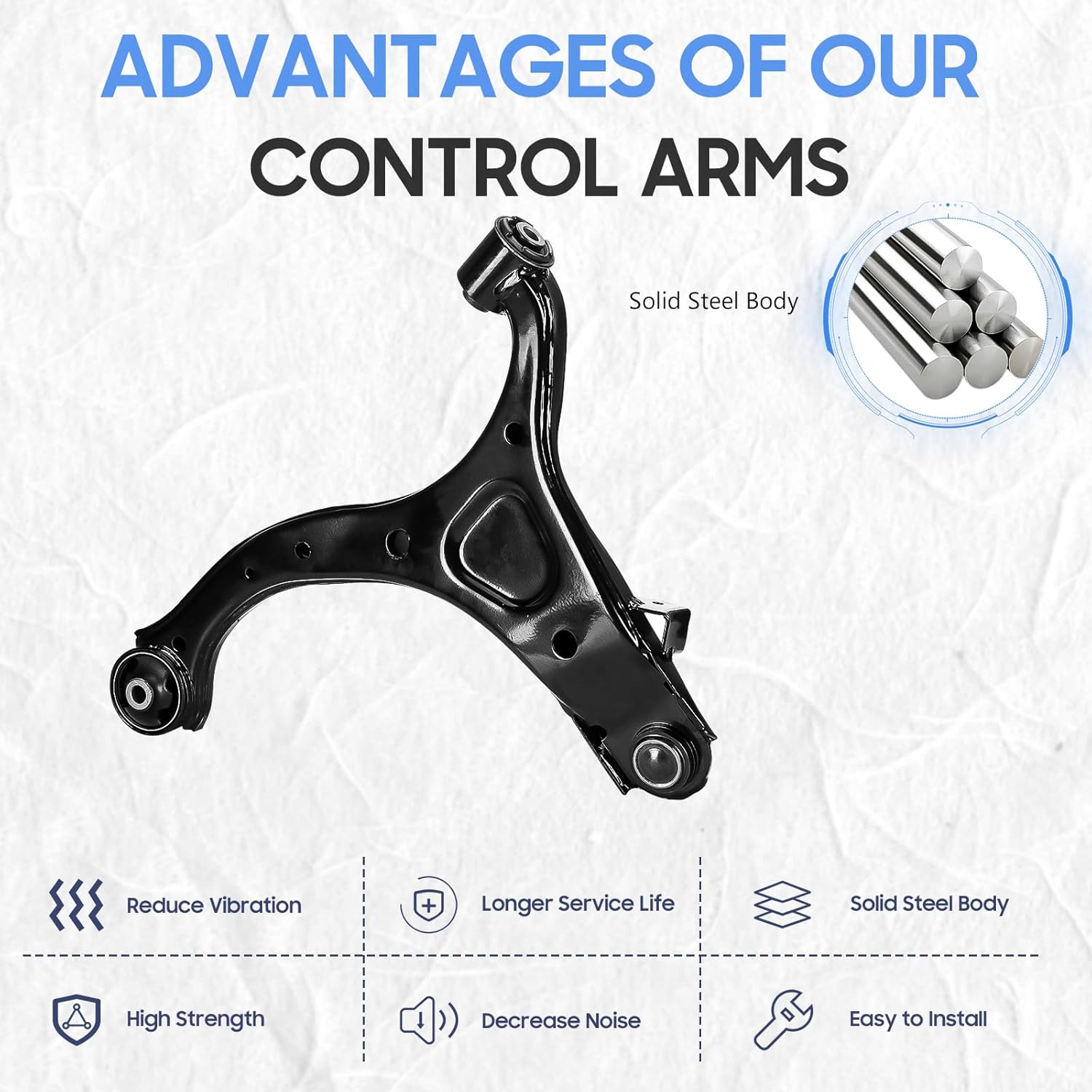 Front Lower Left & Right Side Control Arms w/Ball Joints Suspension Kits Replacement for 2010-2012 Hyundai Santa Fe, for 2011-2013 Kia Sorento MS90153 MS90152 (2PCs)
