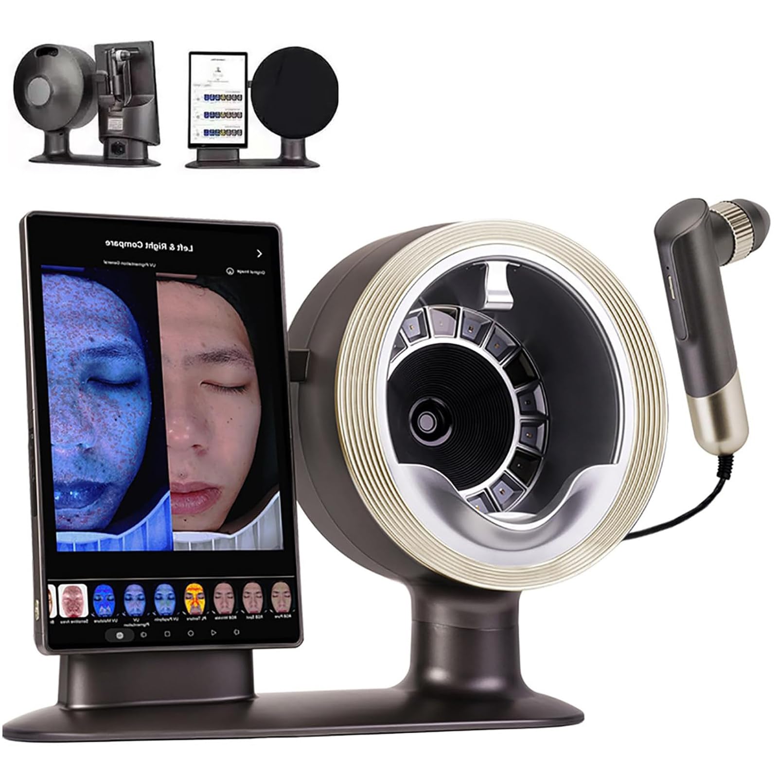 ZenSeFarin 10-Spectrum Facials Scanner, AI Skin Analysis Machine with 15.6" Touchscreen and 50x Magnification Handle, Cloud & SD Reports, Detects Pores, Wrinkles, Pigment for Pro Spa & Salon Skincare
