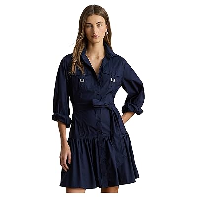 Lauren Ralph Lauren Buckle Trim Cotton Blend Dress Women