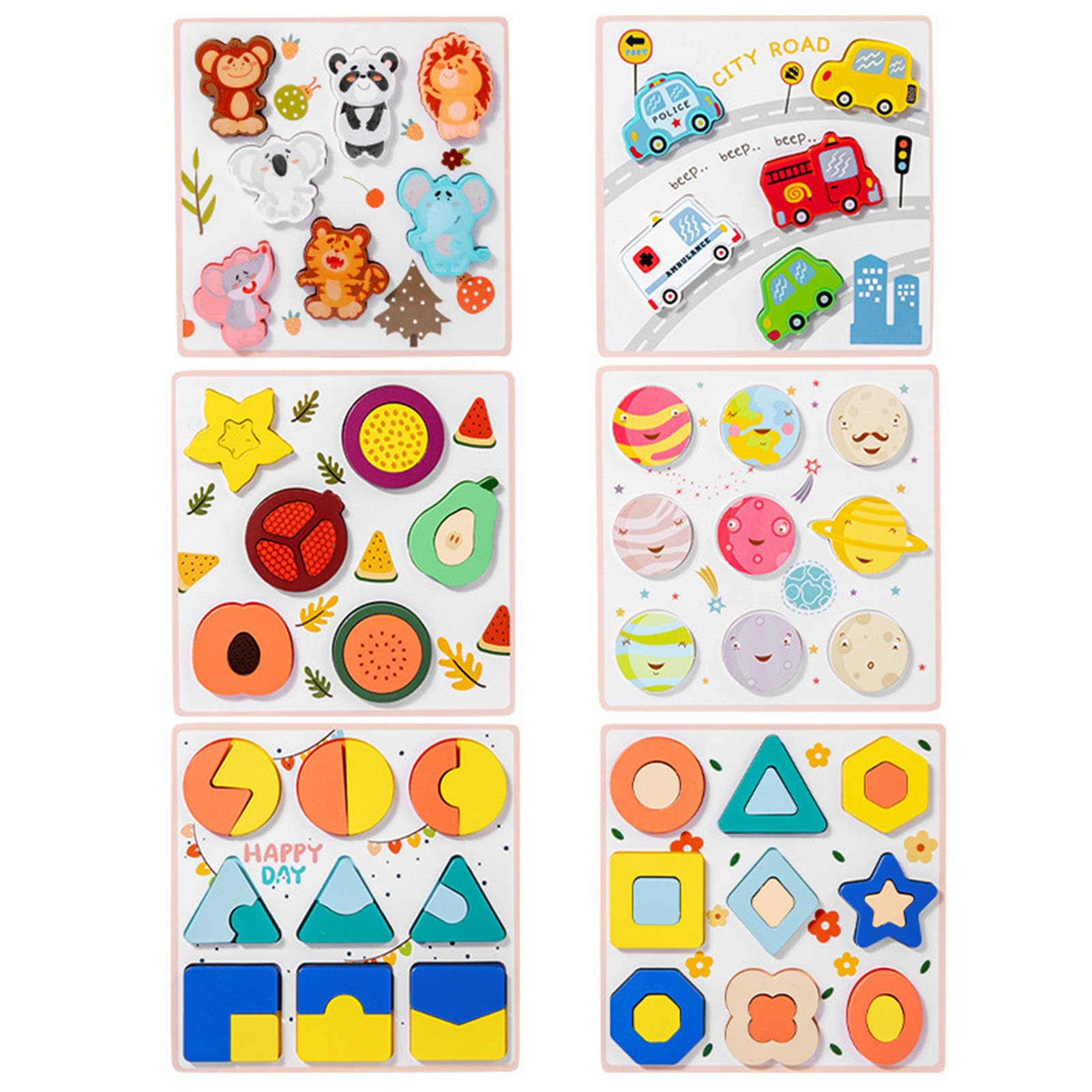 Kleinkind Lern-Memory-Puzzle-Set, Holz-Puzzle-Spielzeug für Vorschulkinder