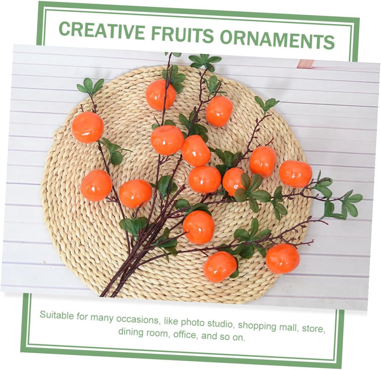 Lifelike Artificial Orange Branches 7 Simulated Fruits Plastic Fruit Ornaments for Home Kitchen Living Room Décor and Photo Props