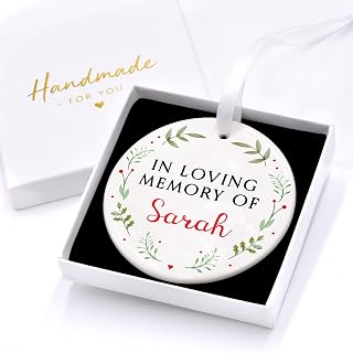 Luxury In Loving Memory at Christmas Bauble, Personalised Remembrance Memorial Tree Decoration, In Loving Memory Of Gift, Printed Ceramic Ornament Baubles, With Gift Box