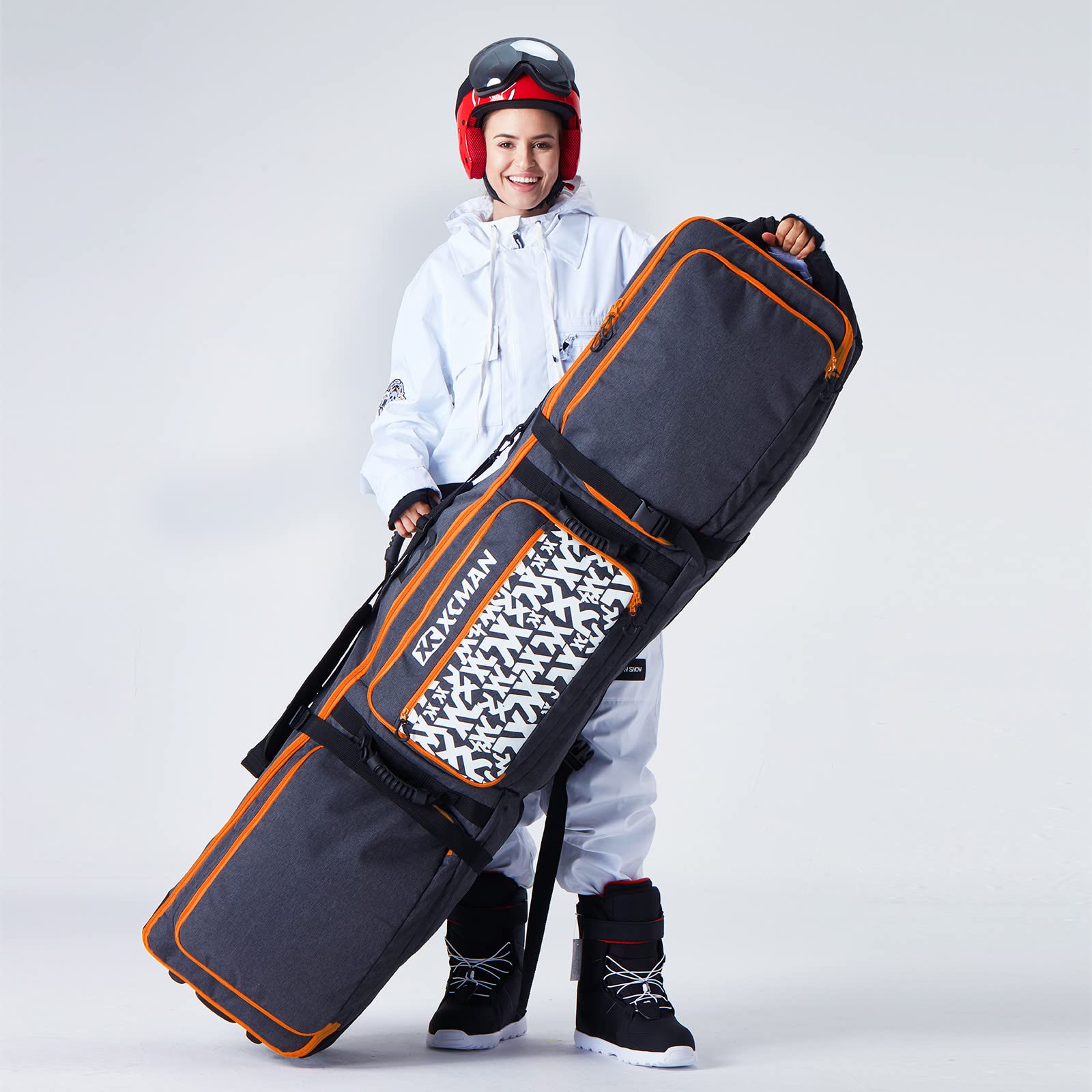 XCMAN Roller Snowboard Bag with Wheels,Adjustable Length,Extra Long/Wide/Deep,Waterproof - with Protection Ribs 140L