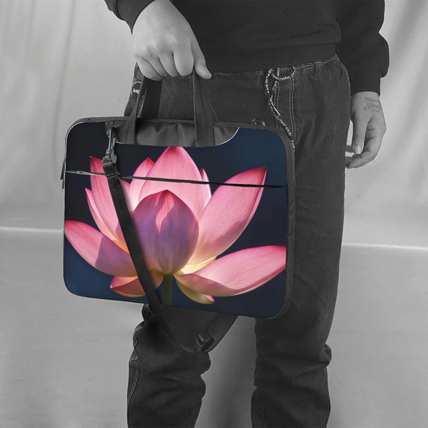 Flowers Print Laptop Shoulder Bag Messenger Bag Notebook with Accessories Pocket 13/14/15.6 inch
