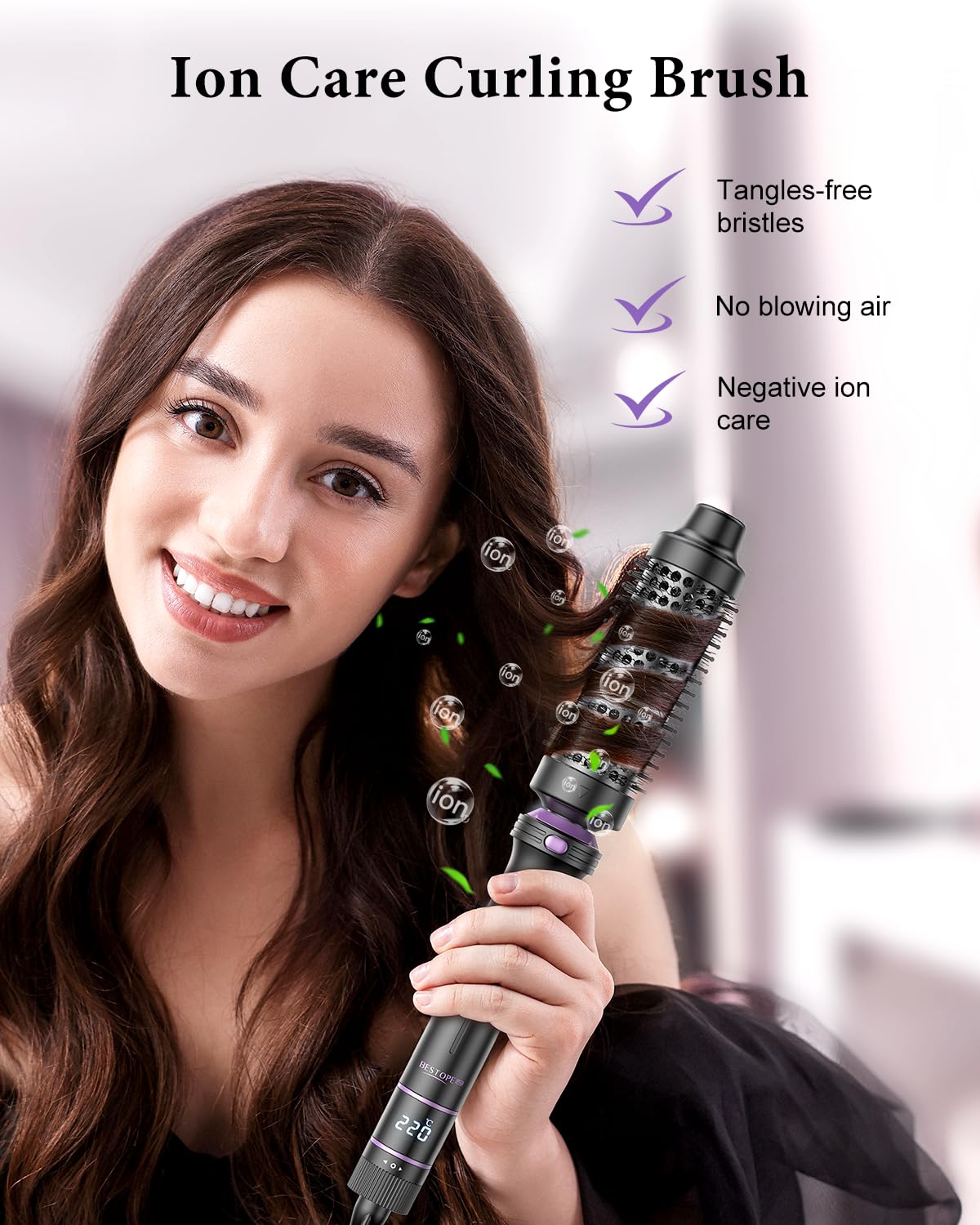 BESTOPE PRO Lockenstab, 5 in 1 Lockenstäbe Set mit Glätteisen, Thermobürste, 3 Keramische Lockeneisen (9mm- 25mm) für Große Locken, 13 Temperaturen, Hair Curler mit Hitzebest.Matte, Handschuh, Schwarz