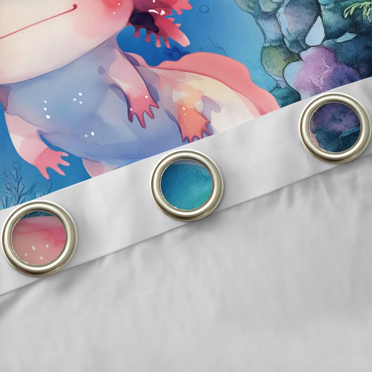 Homemissing Axolotl - Tende oscuranti per camera da letto e soggiorno, motivo animali marini in stile cartone animato, tende oscuranti con salamandra, 2 pannelli, 132 x 228 cm, decorazione per la