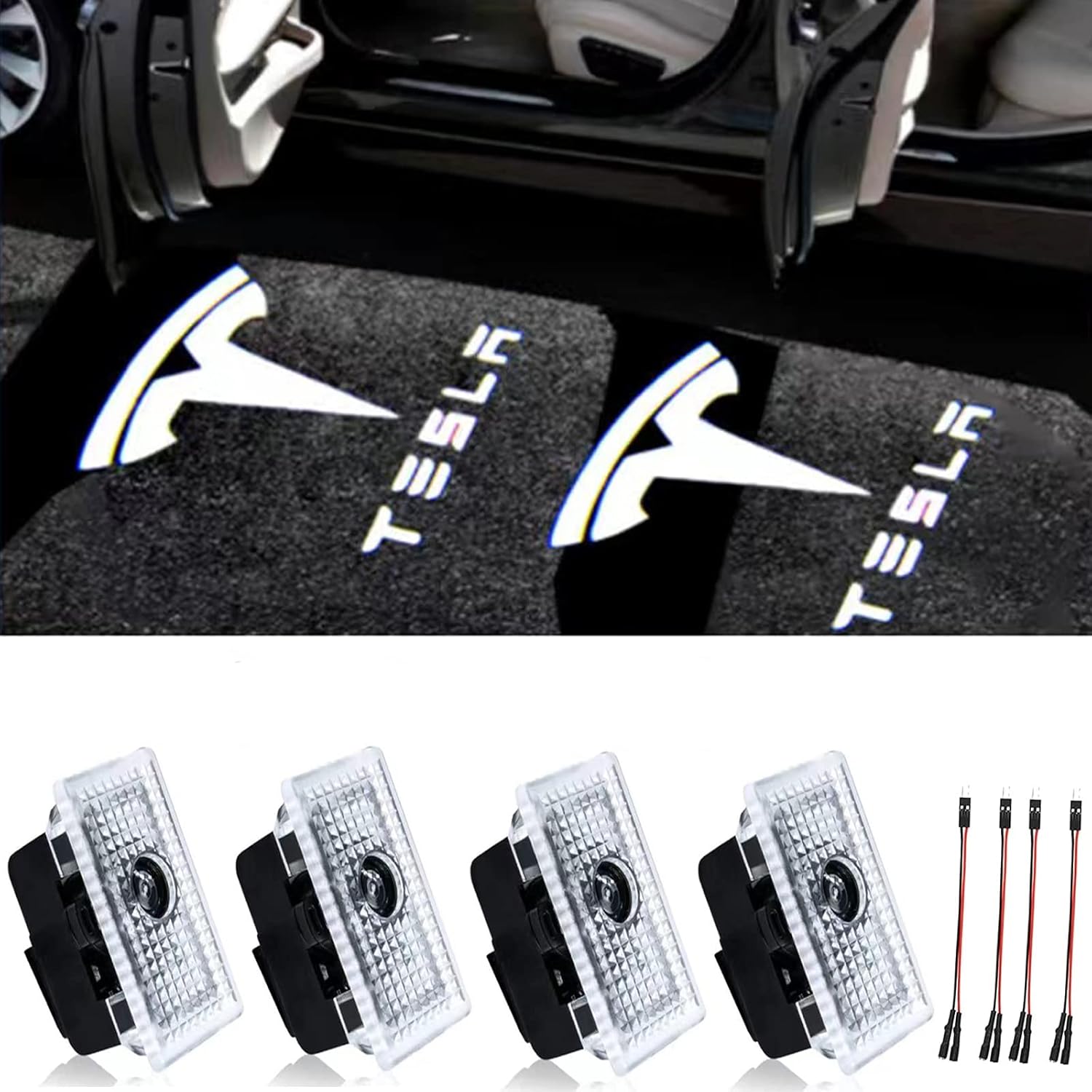 Car Door Lights Fit for Tesla, Car Door Puddle Lights Logo