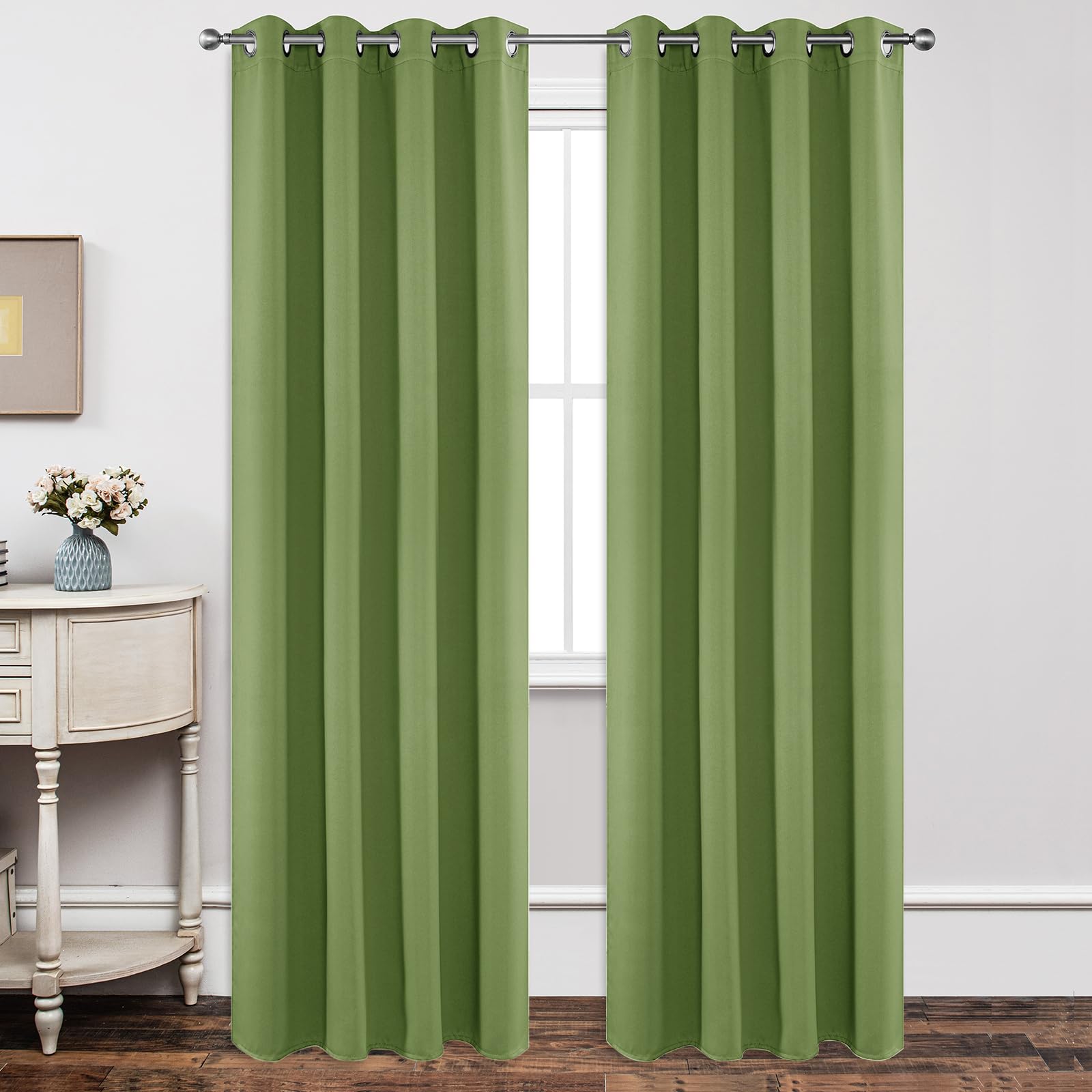 Joydeco Tende Oscuranti per Interni 2 Pezzi L 140 x A 245, Tende Termiche con Occhielli Verde per Soggiorno Moderne, Cameretta Bambini, Camera