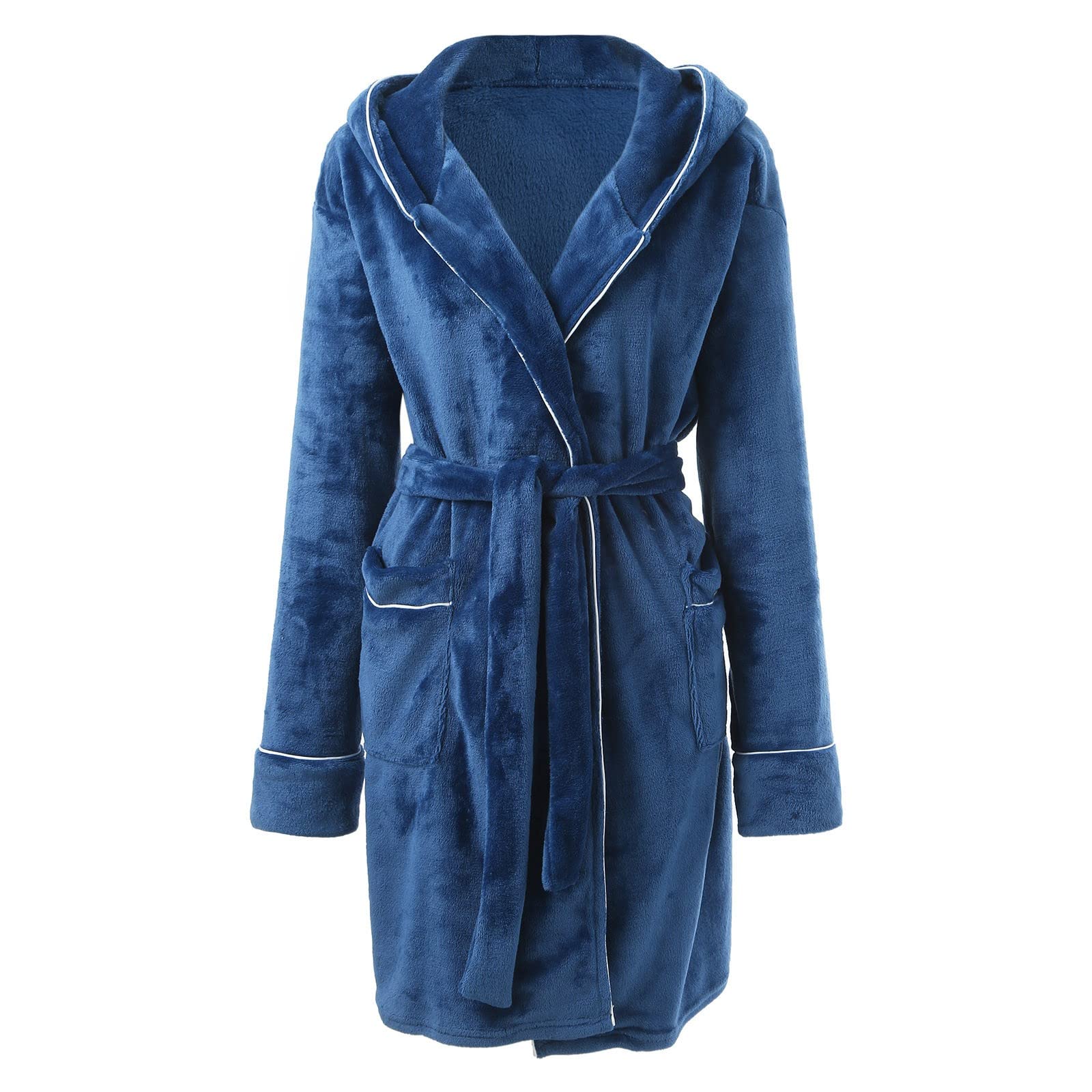 Accappatoio corto da donna con cappuccio | Accappatoio in spugna con tasche, comodo accappatoio da sauna, casual, classico, biancheria da notte