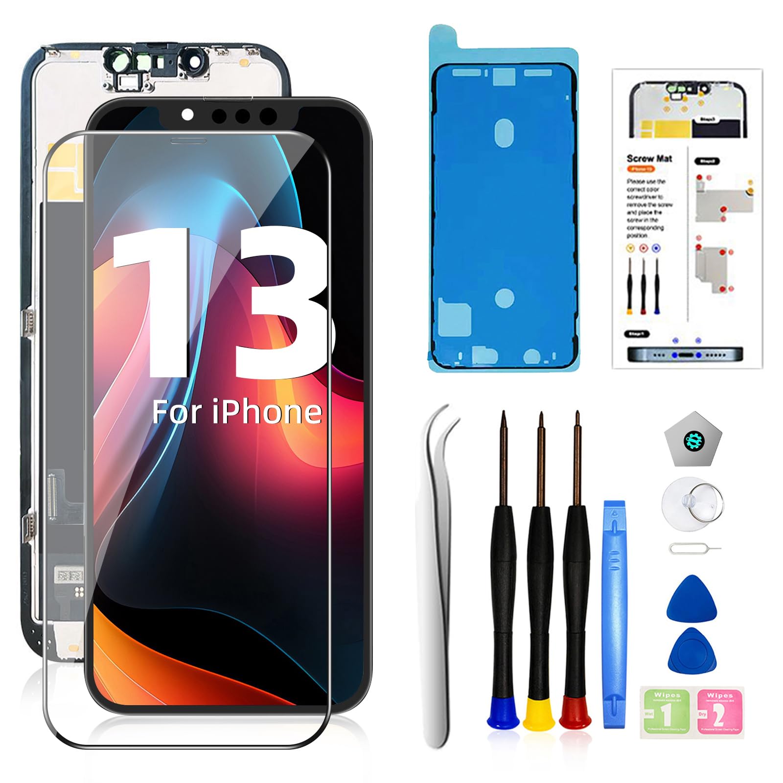 【D22】iPhone13 Amazon.com: LMQ for iPhone 13 Screen Replacement， 6.1 Inch