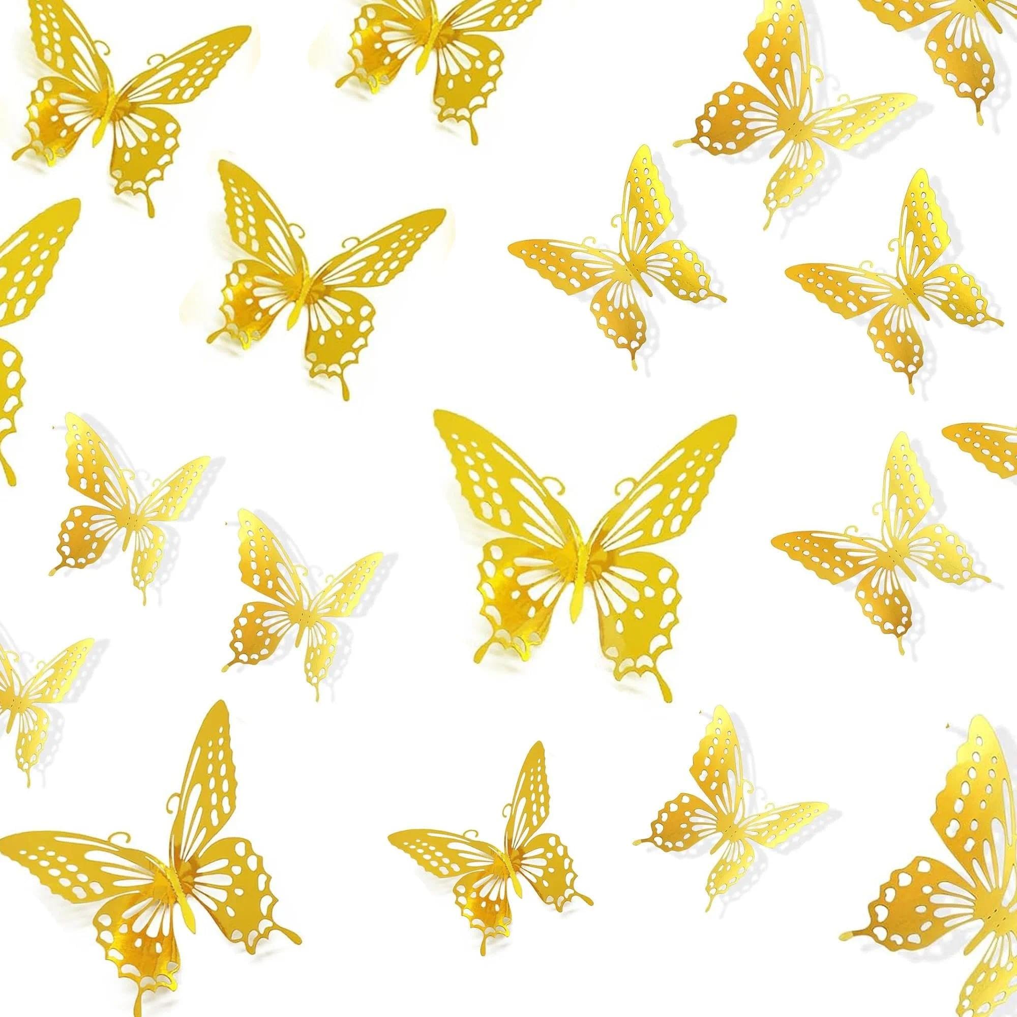 36Pcs Butterfly Cupcake Topper,3D Butterfly Cake Topper 4 Styles 3 Sizes,Gold Butterfly Decorations for Wedding Anniversary Birthday Party Decorating