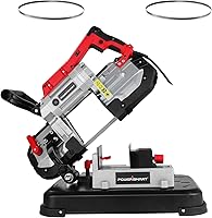 PowerSmart PS3051 Portable Metal Band Saw, 10Amp 1100W Motor, 5-Inch Deep Cut, Removable Alloy Base, Variable Speed