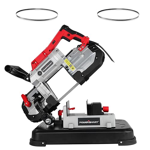 PowerSmart Portable Band Saw with Removable Alloy Steel Base, 10Amp 1100W Motor 5-Inch Deep Cut Bandsaw for Metal