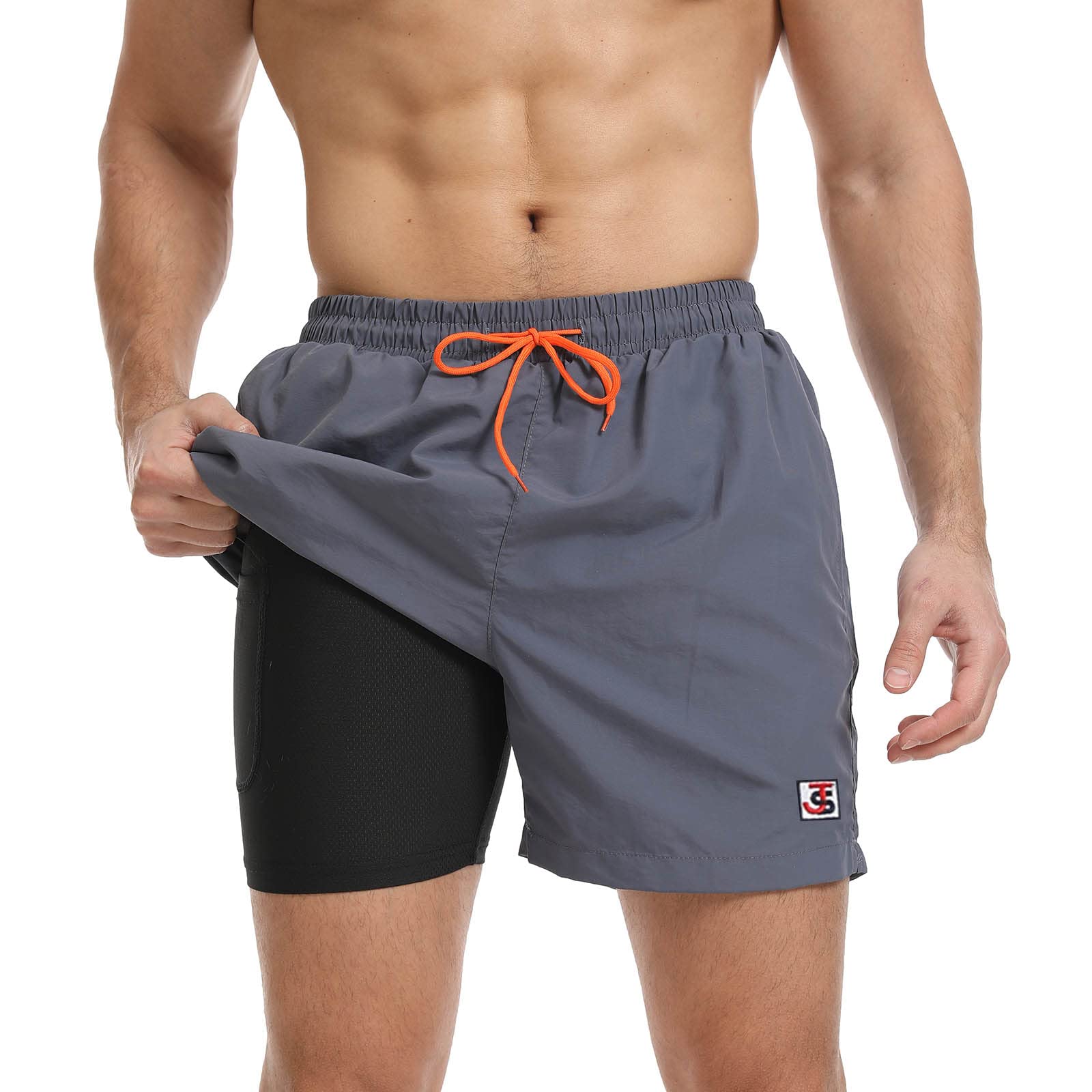 JustSun Badehose Herren Schnelltrocknend Boardshorts mit Mesh-Futter und Verstellbarem Tunnelzug