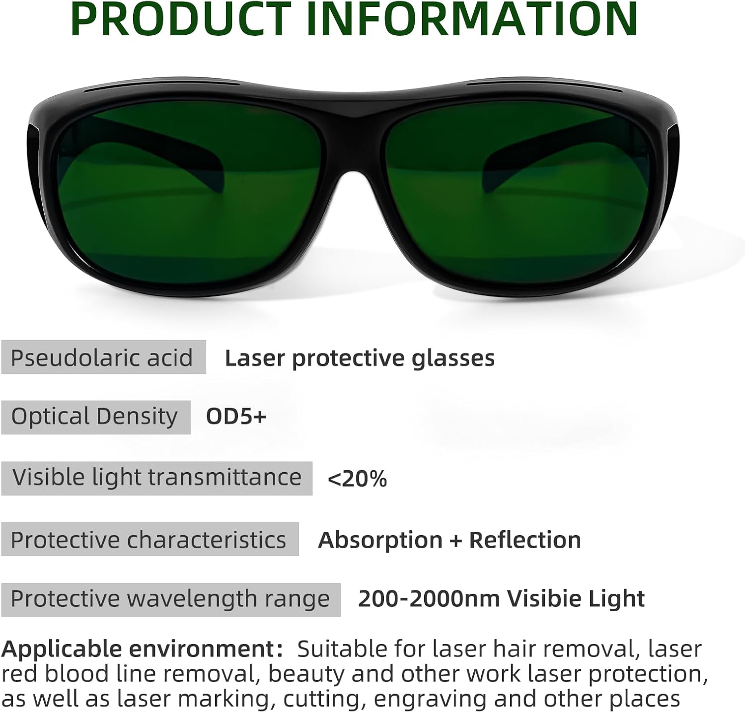 Wrap-Around Laser Safety Glasses 200nm-2000nm Protective Goggles For Tattooing And Laser