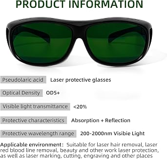 Wrap-Around Laser Safety Glasses 200nm-2000nm Protective Goggles For Tattooing And Laser