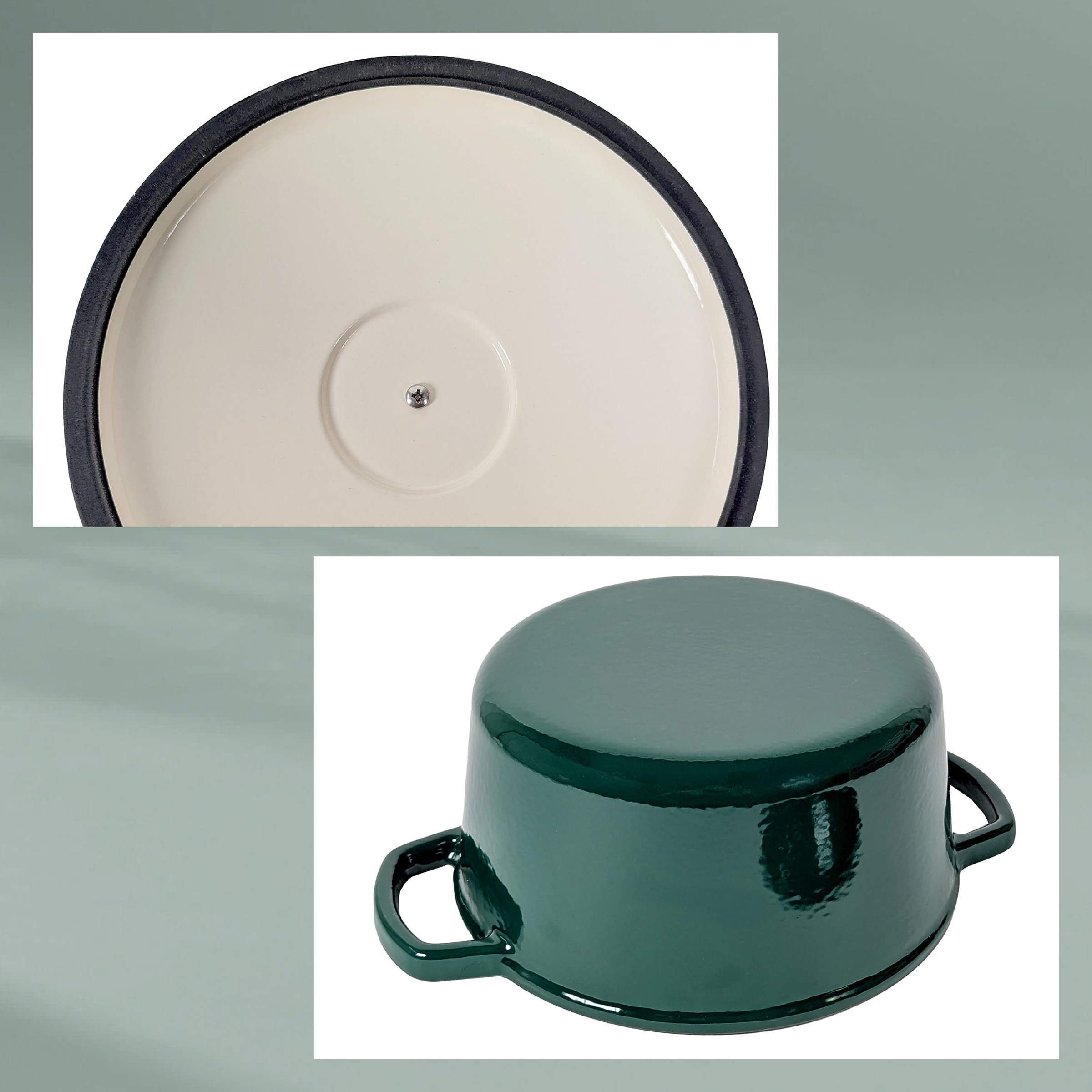 kela Bräter Gusseisen rund 4,6 Liter, Dutch Oven CALIDO, Induktion Gussbräter mit Deckel, Gusseisen Topf Brot backen, emailliert, grün