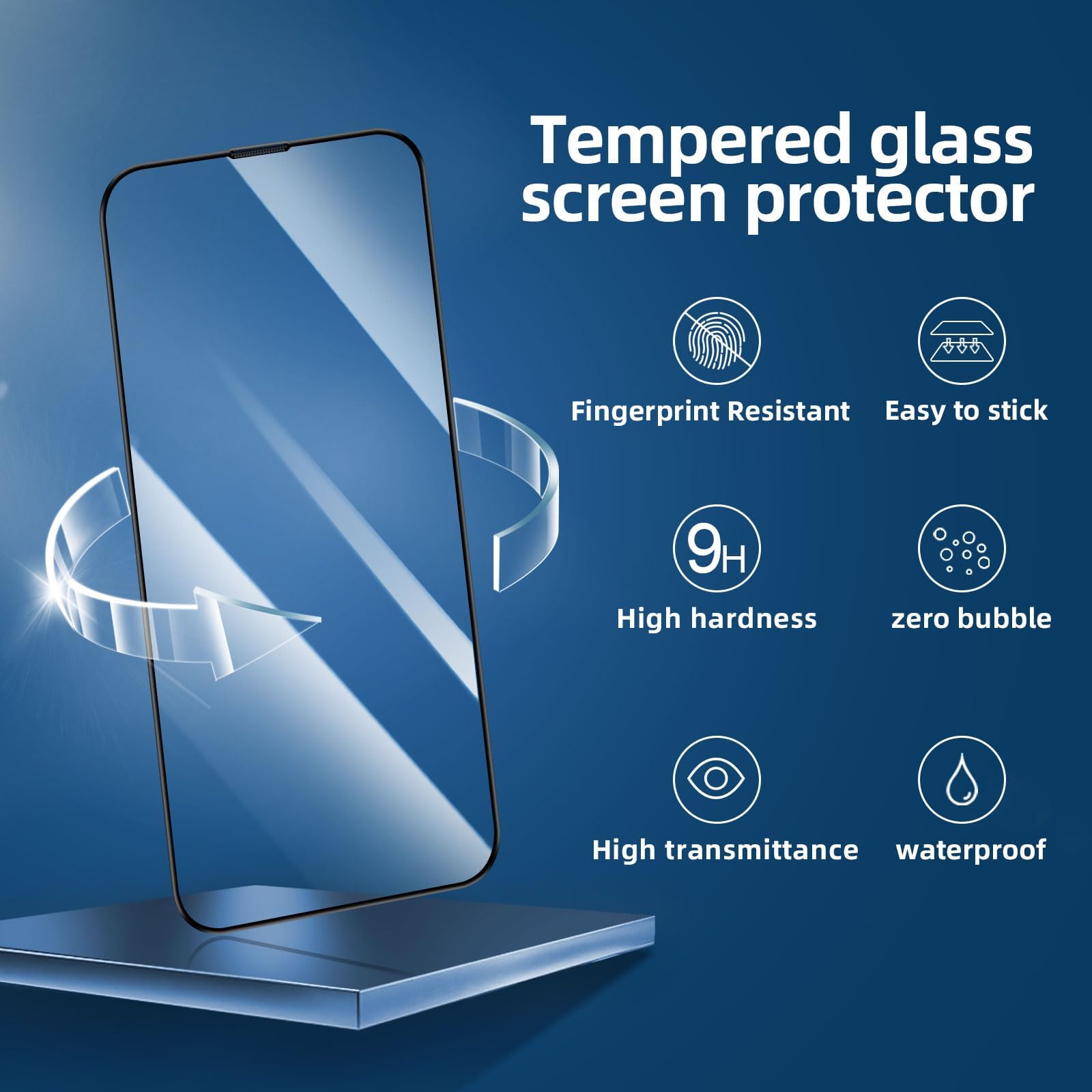 NEW'C 3 Sztuki, Ochraniacz Ekranu dla iPhone 14, iPhone 13, iPhone 13 Pro (6,1 cala), Czarna Krawędź, Folia ochronna ze szkła hartowanego, odporność na zarysowania