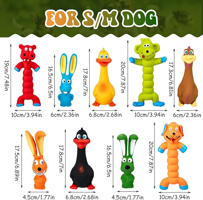 Wettarn 9 Piezas Juguetes para Perros de Goma Squeaky 7 Pulgadas miniatura 2
