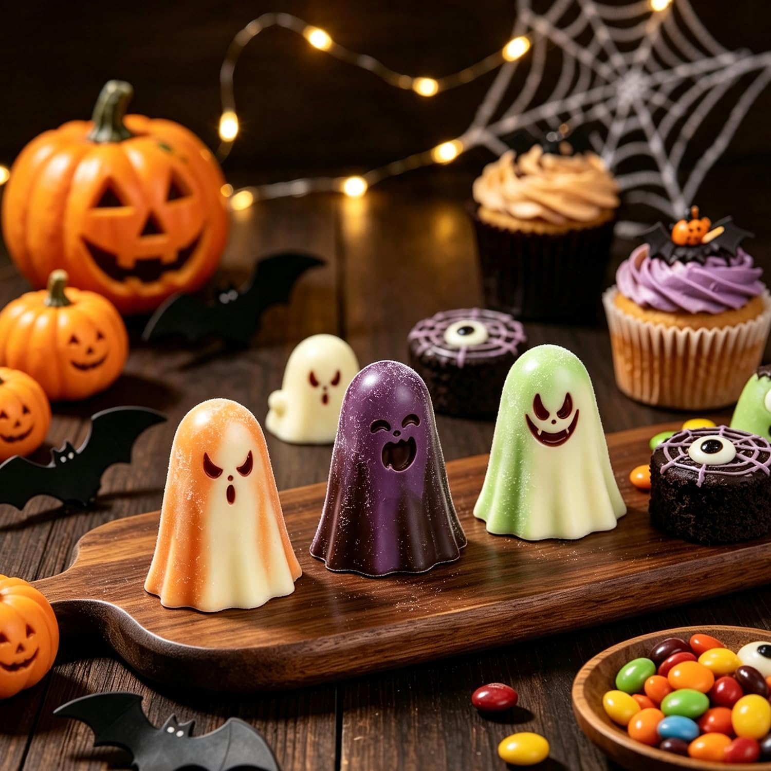 Ghost Chocolate Molds 2 Pack Halloween Silicone Molds for 3D Chocolate Candy Muffin Pudding Cake Pop Ice Cubes Gummy Jello Soap Candle Crayon DIY Resin Crafts