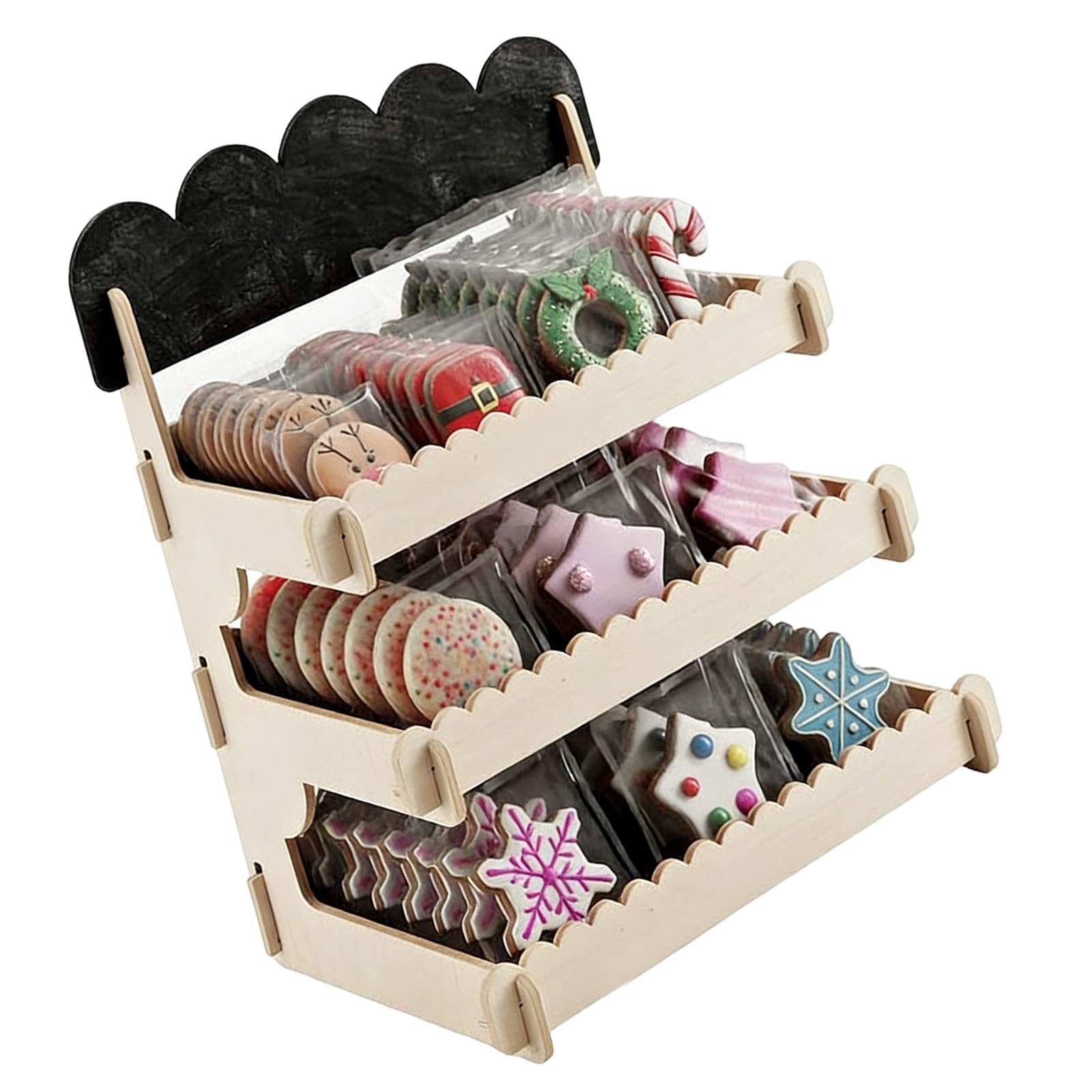 Piceioep Sturdy Cake Display Stand Featuring Thick Base Personalization Chalkboard Bakery Display Stand