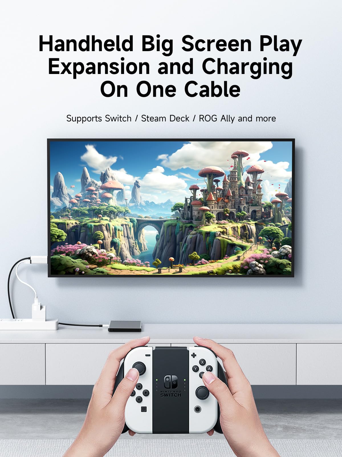 Hagibis - Dockingstation für Nintendo Switch & Switch OLED, USB C auf DisplayPort Kabel Adapter mit 8K bei 60Hz DP, 100W PD, Typ C auf DP Adapter für Laptop, Tablet, SteamDeck (weiß)