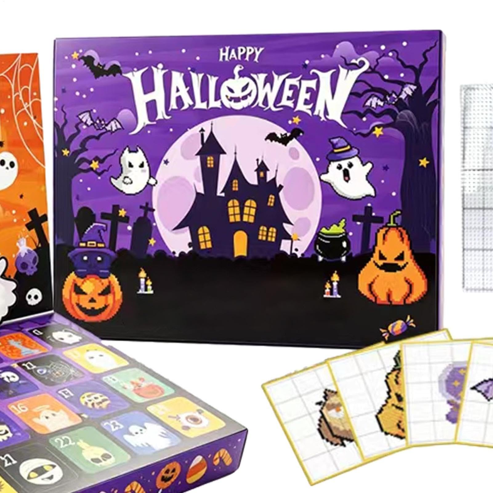 Halloween-Adventskalender Für Kinder 24-Tage-Bügelperlen-Gruselkürbis-