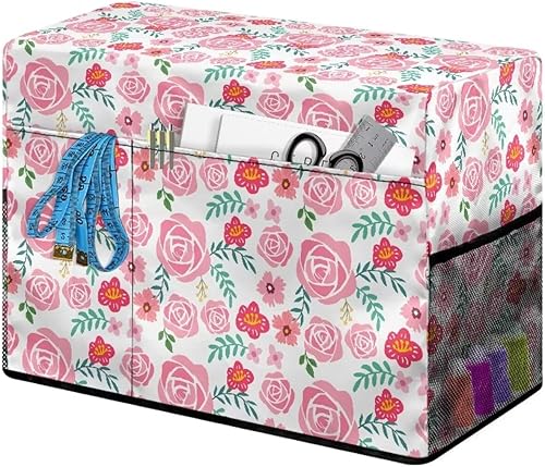 Miniatura 202 de Mumeson Cubierta antipolvo para máquina de coser de gatos negros con flores, para la mayoría de máquinas de coser estándar, plegable, duradera