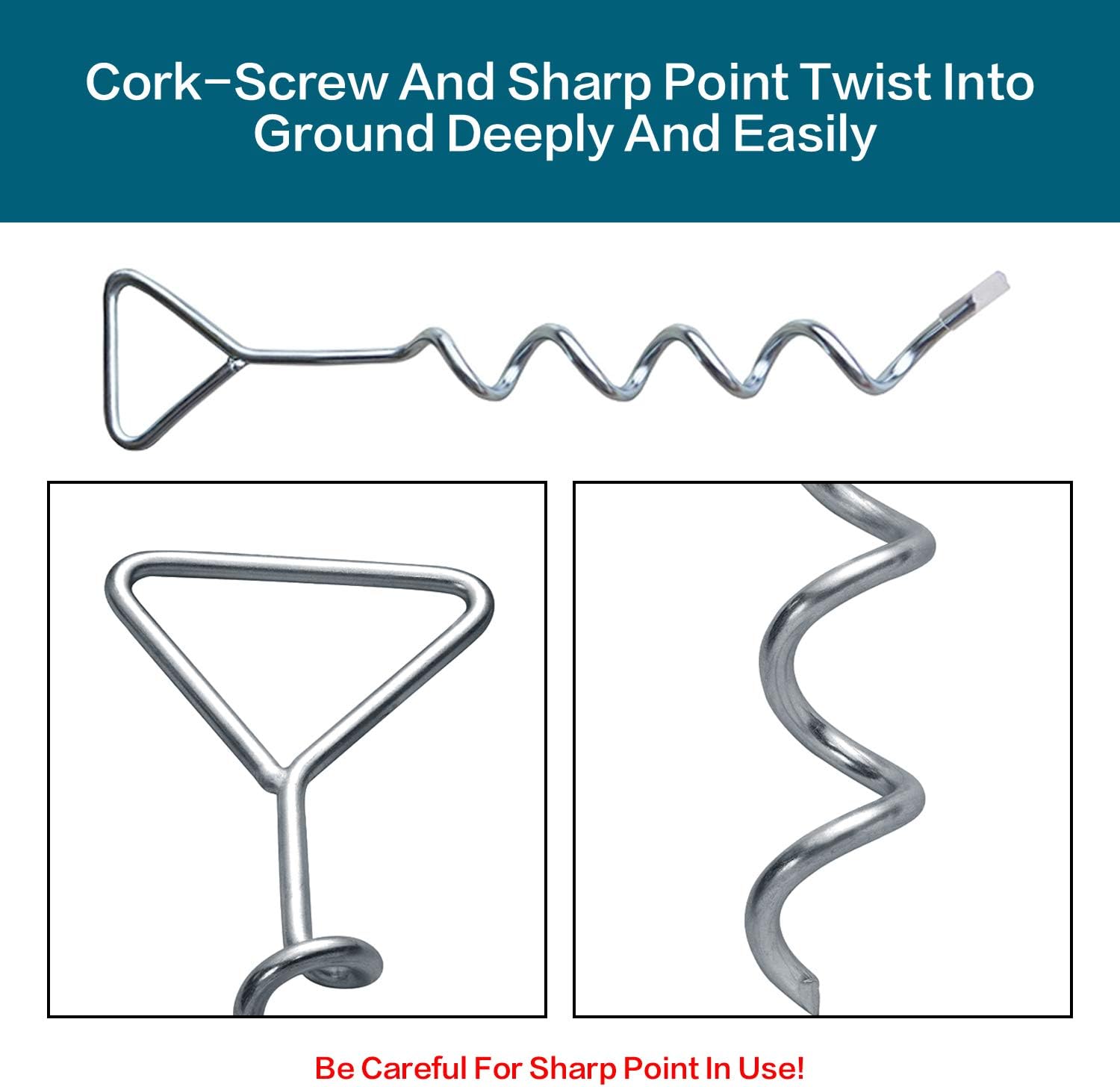 SIVIKIO Trampoline Ground Anchor, Pack of 4 Spiral Ground Anchors with