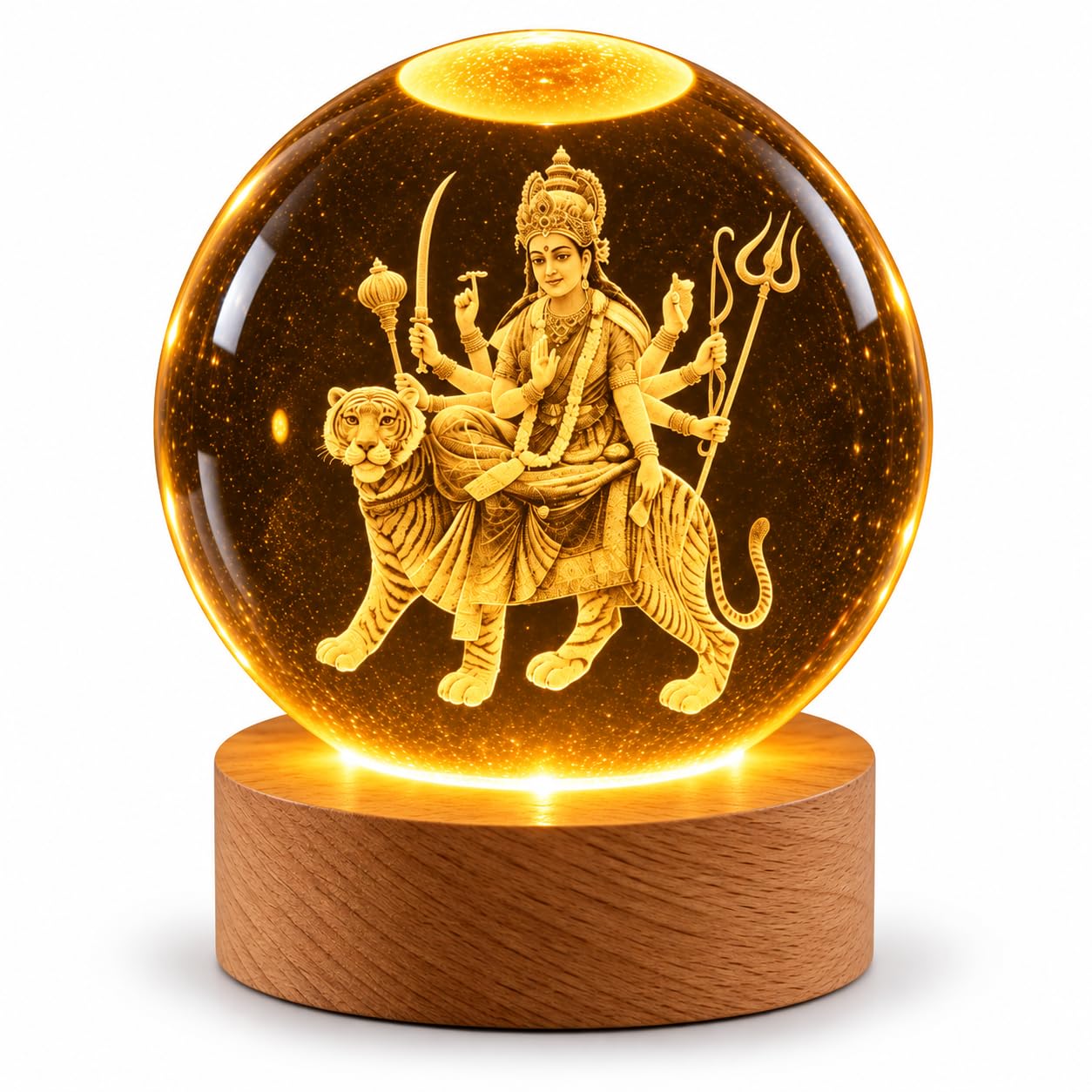 Meditating Hanuman Crystal Ball Lamp - USB LED -18