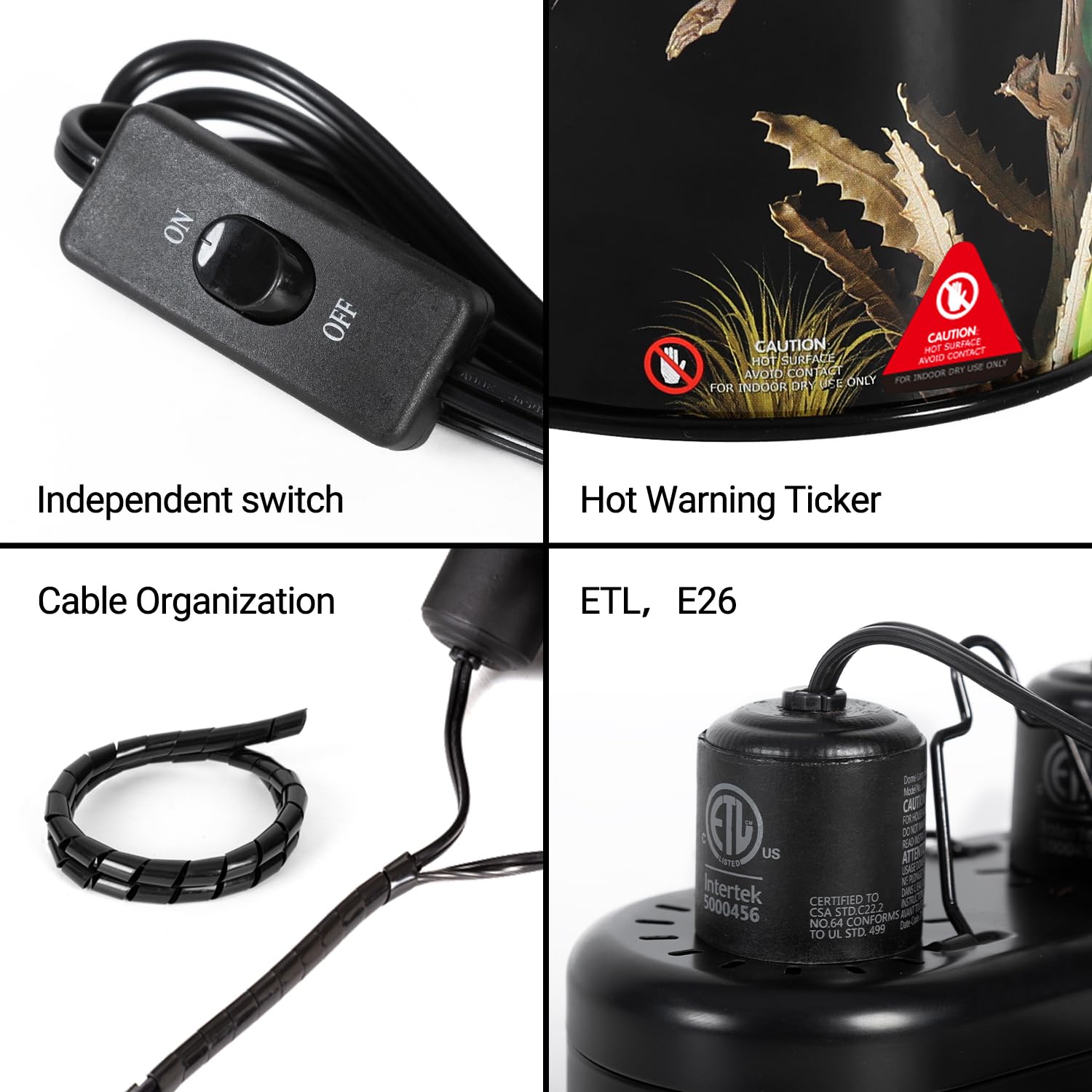 REPTI ZOO Nano Dual Dome Reptile Light Fixture and 25W Reptile Heat Lamp Combo Pack, Mini Daylight Basking Spot Heat Lamp & Nano Heat Emitter Basking Spot Lamp - image 6