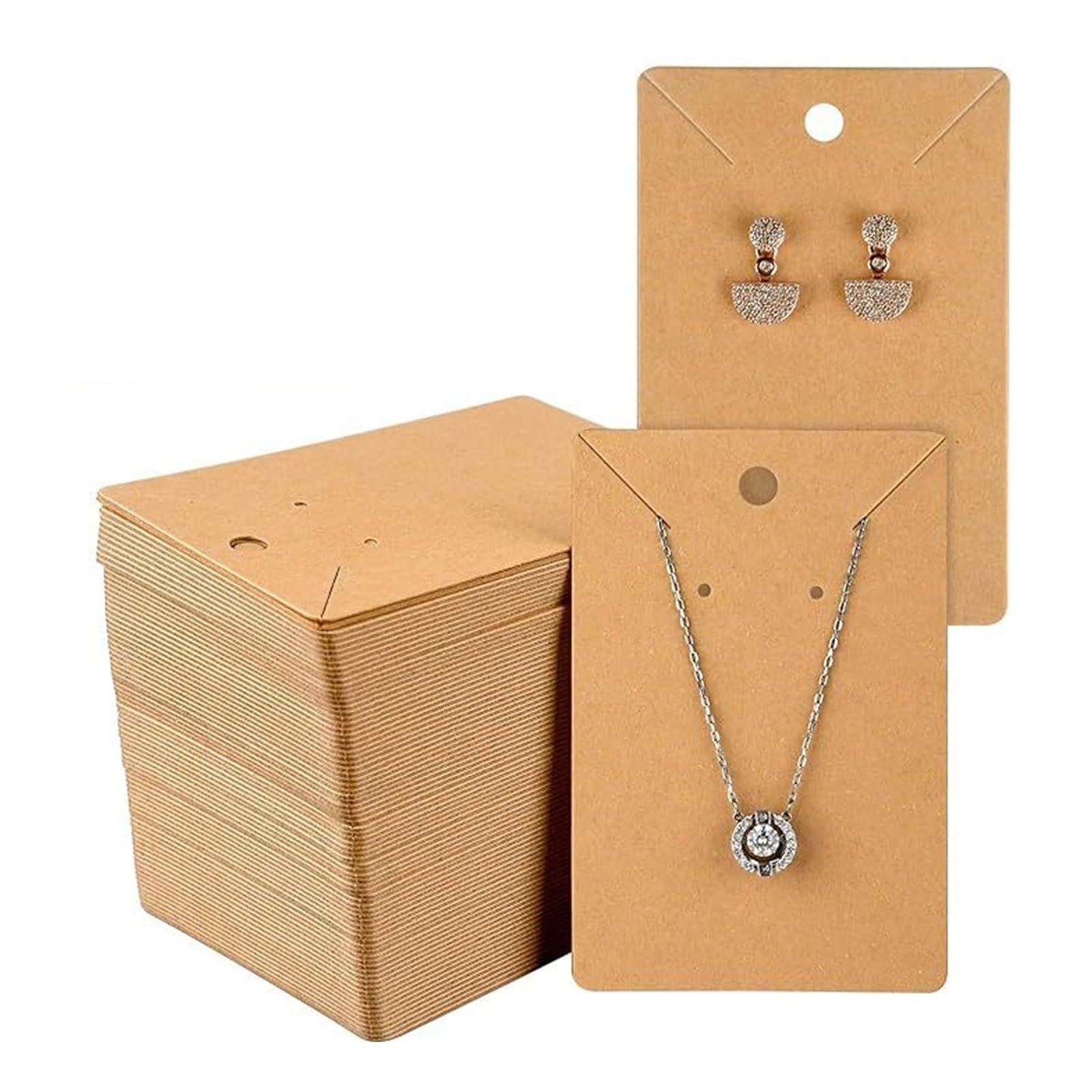 EDvkrgqx Earrings Necklace Display Cards, Earring Cards 6x9cm 500pcs Multicolor Display for Stud and Dangle Earrings Jewelry Pack(Brown)