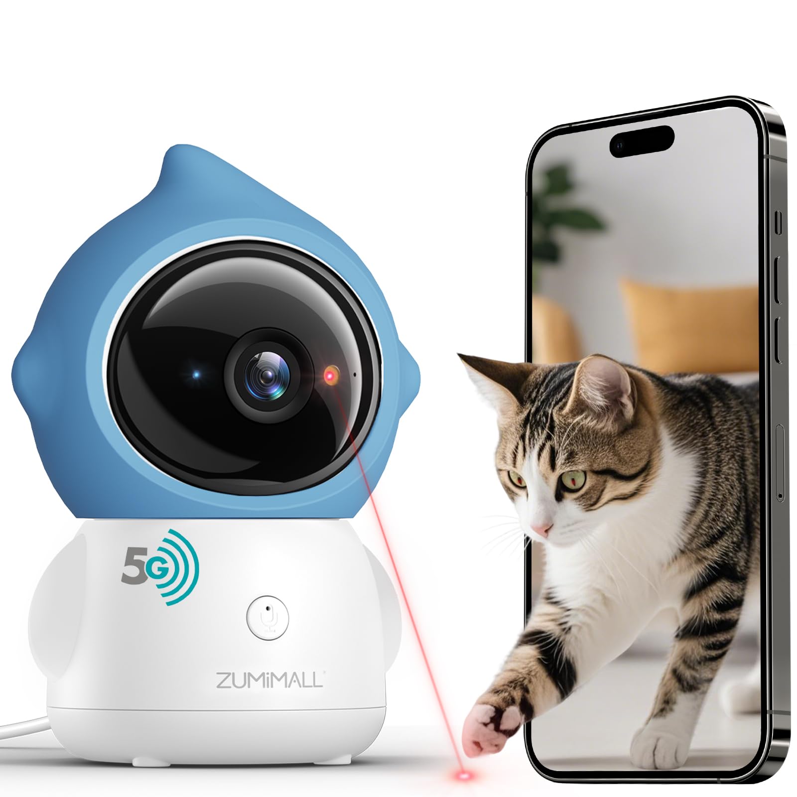 Amazon.com: ZUMIMALL Pet Camera Indoor, 5G/2.4G WiFi Camera for