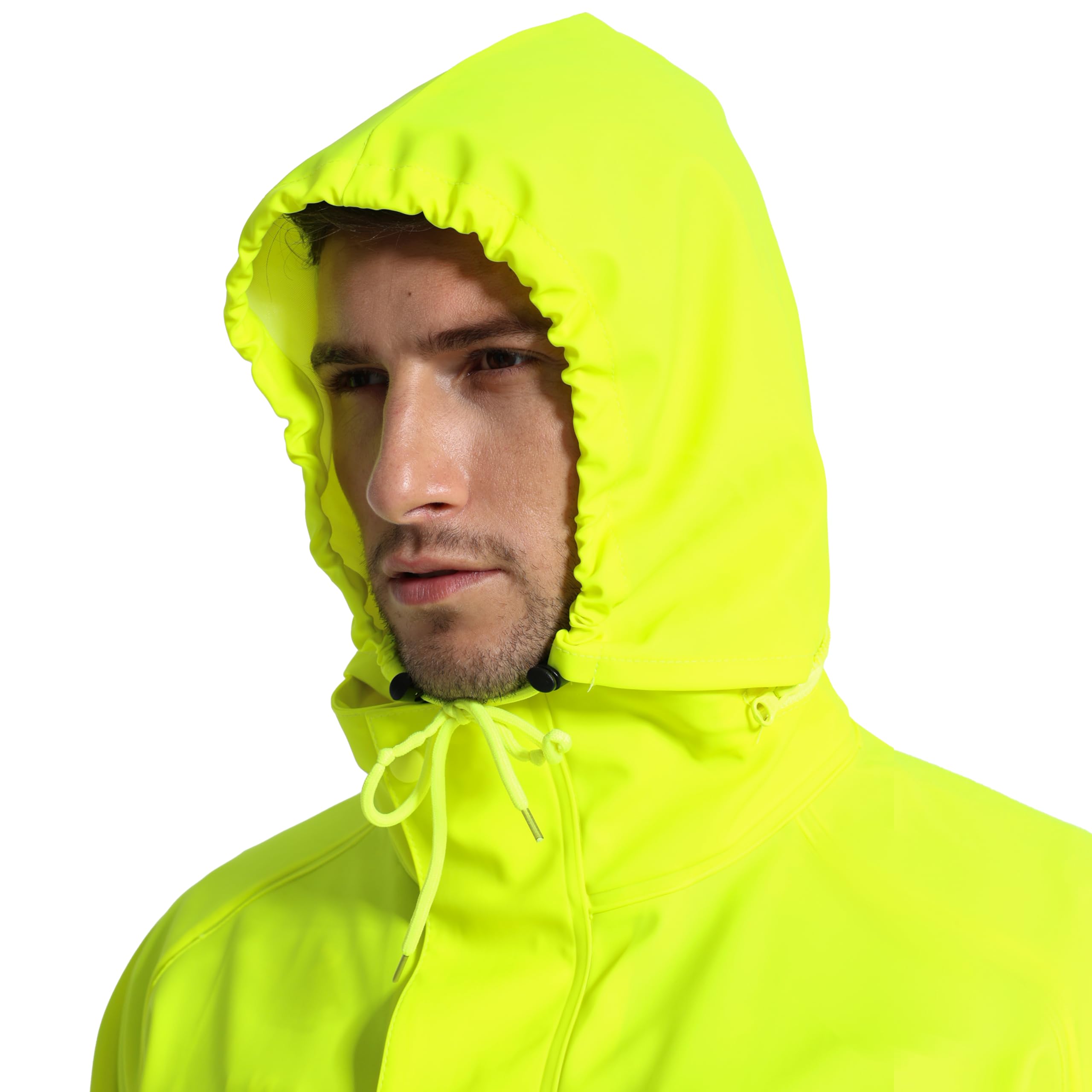 Regenanzug Herren Warnschutz Wasserdicht - PU Regenjacke & Latzhose, Regenbekleidung mit 360° Reflektoren. Ideal für Baustelle, Landwirtschaft, Outdoor