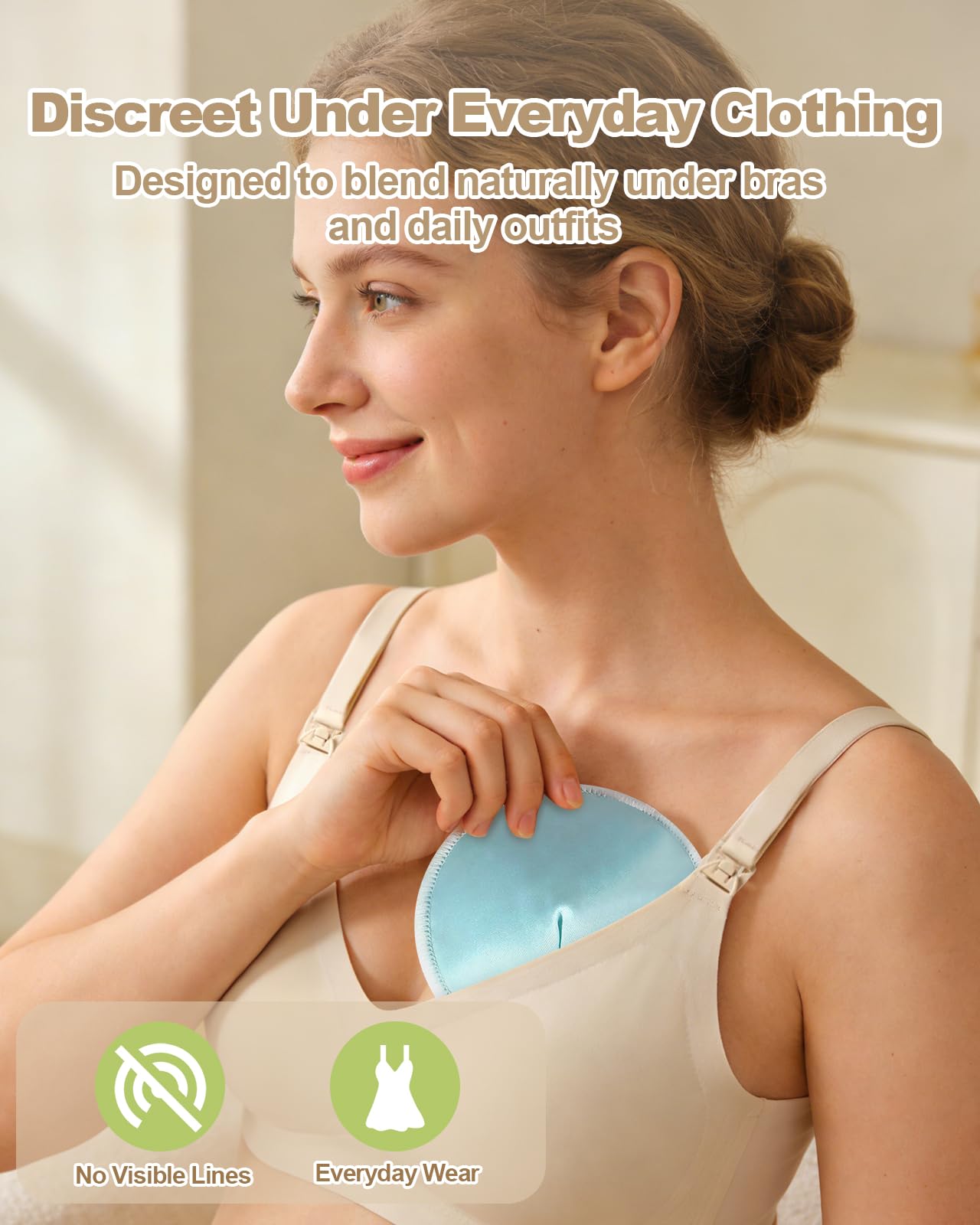 Oiomniv Organic Reusable Nursing Pads (14 Pack), 4.7 Inch Washable Breast Pads for Breastfeeding & Leaking, Bamboo Viscose - Image 2
